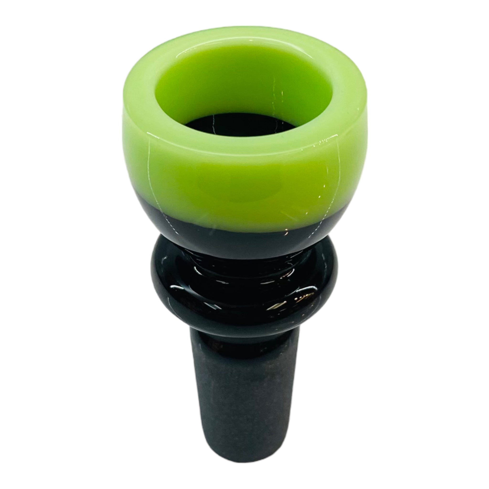 14mm Flower Bowl - Black Fitting With Color Rim - Slime Green