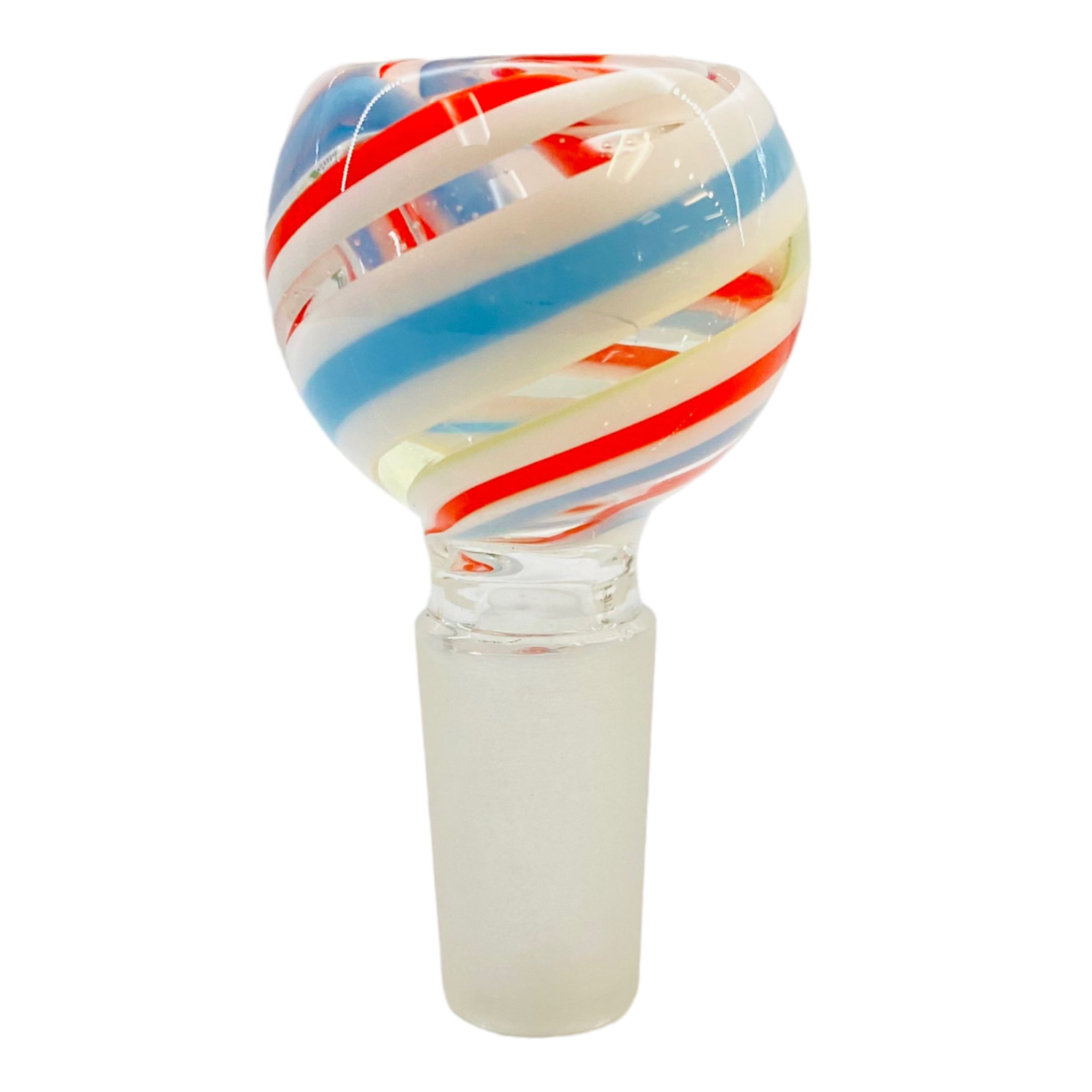 14mm Flower Bowl - Multi Color Bubble Twirl - Red, White, And Blue