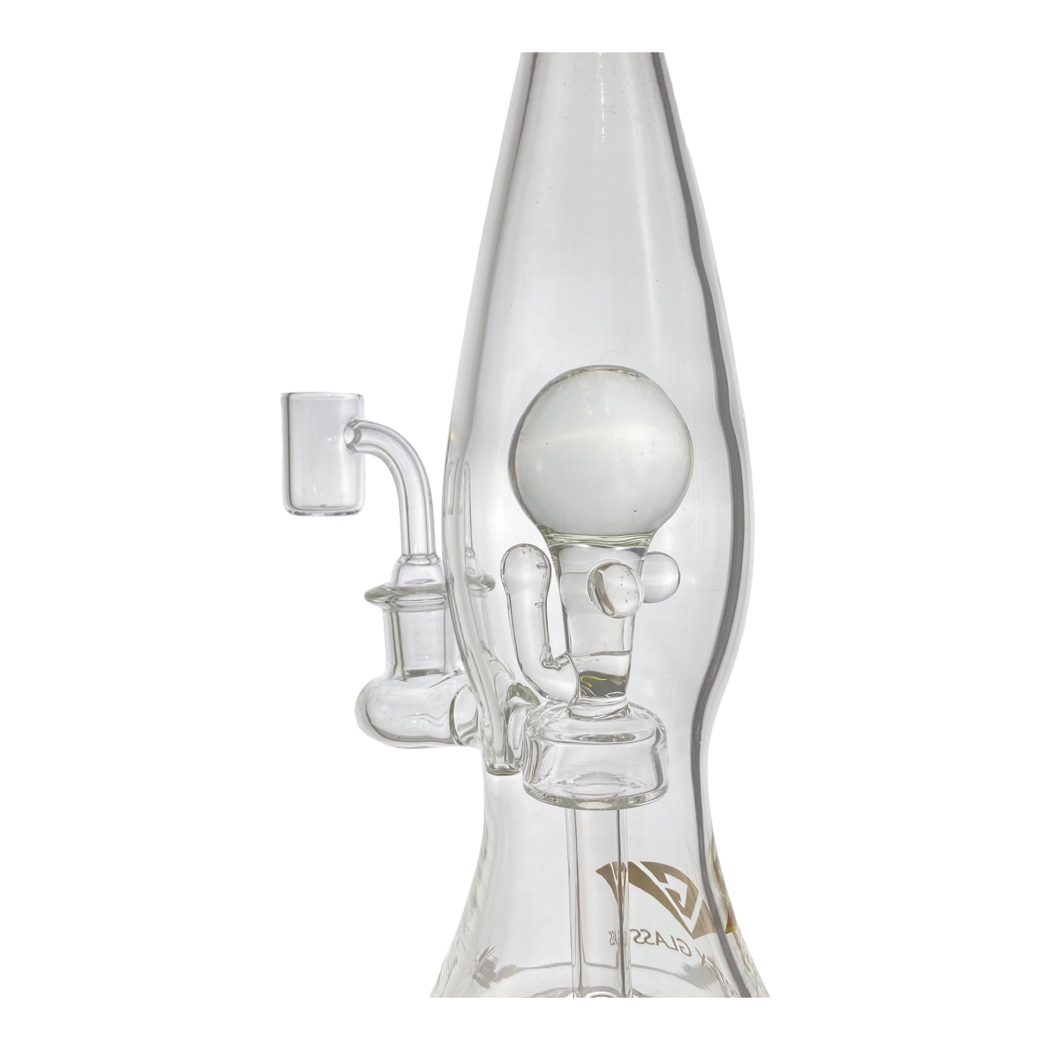 Vertex Glass - Clear Lamp Shape Dab Rig With Clear Molten Marbles Inside