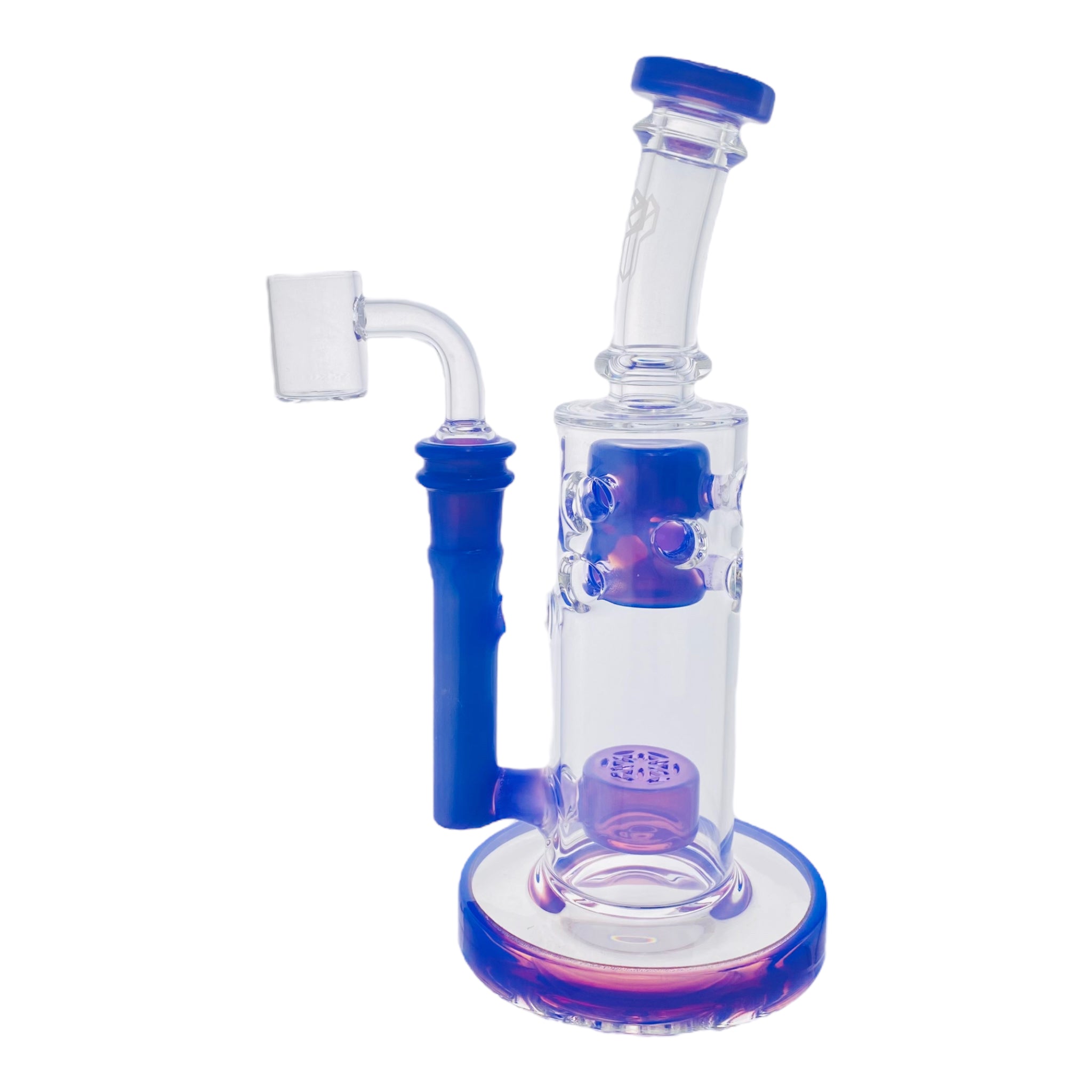 Deluxe Glass - Purple Mini Straight Fab Bong Dab Rig With Seed Of Life Perc