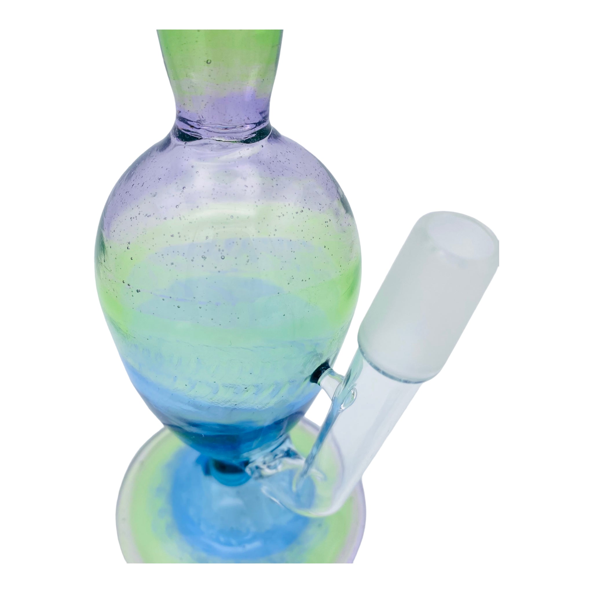 Translucent Rainbow Fade Coil Pot Custom Glass Dab Rig