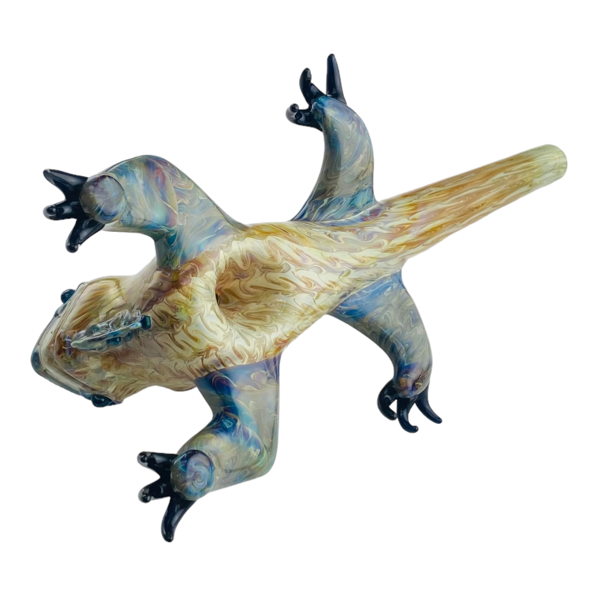Handmade Iguana Lizard Shaped Dry Hand Pipe Handmade By Daniel's Glass Art 