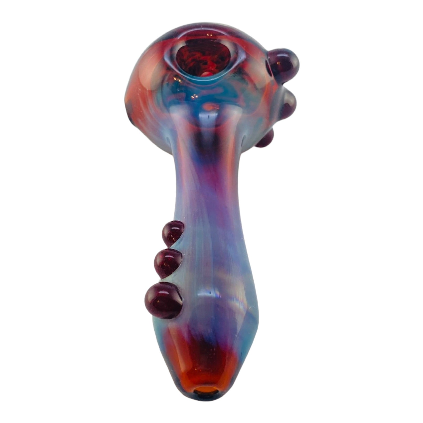 Red With Blue Fade & Red/White/Black Wig Wag - Glass Hand Pipe