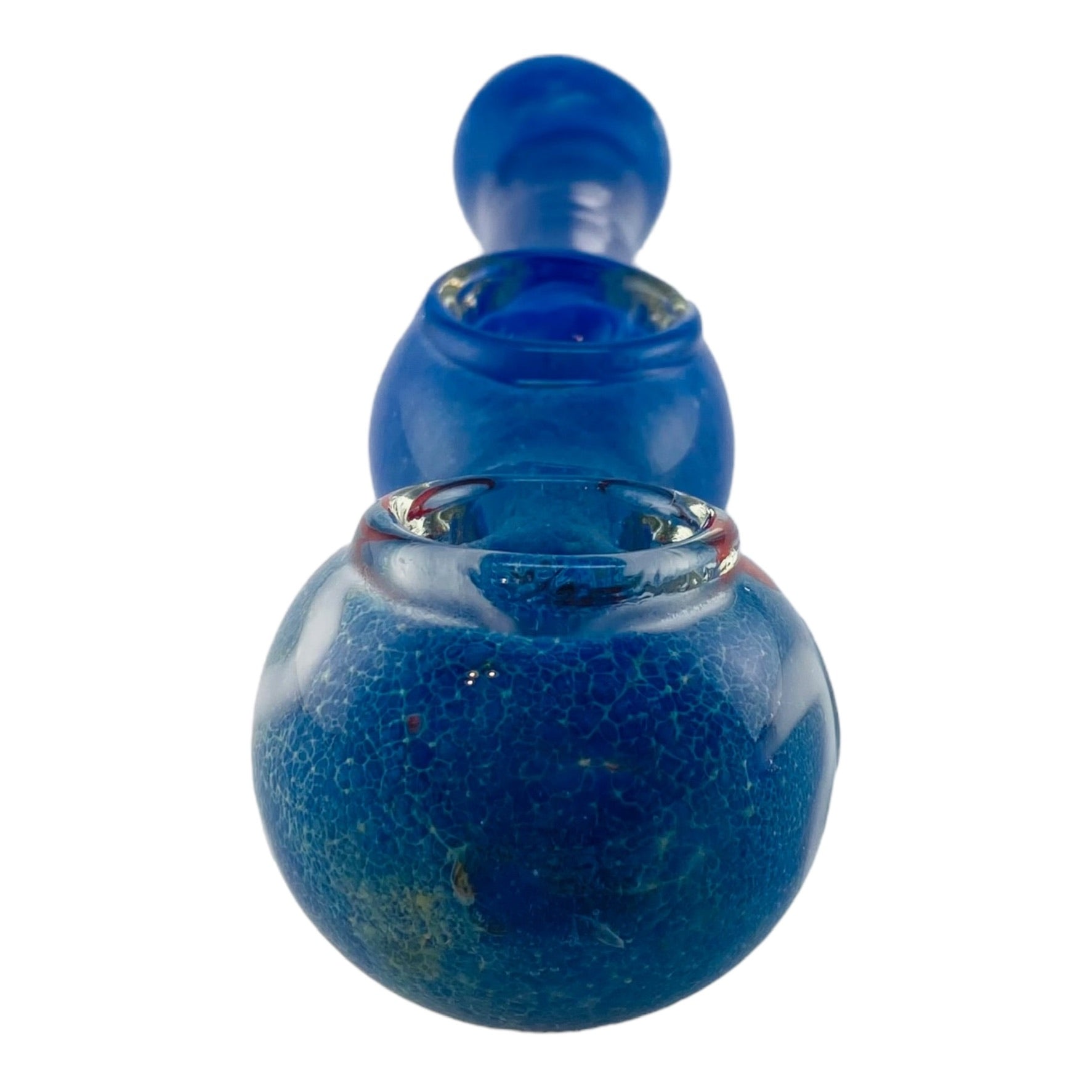 Glass Hand Pipe Blue Double Blown Bowls