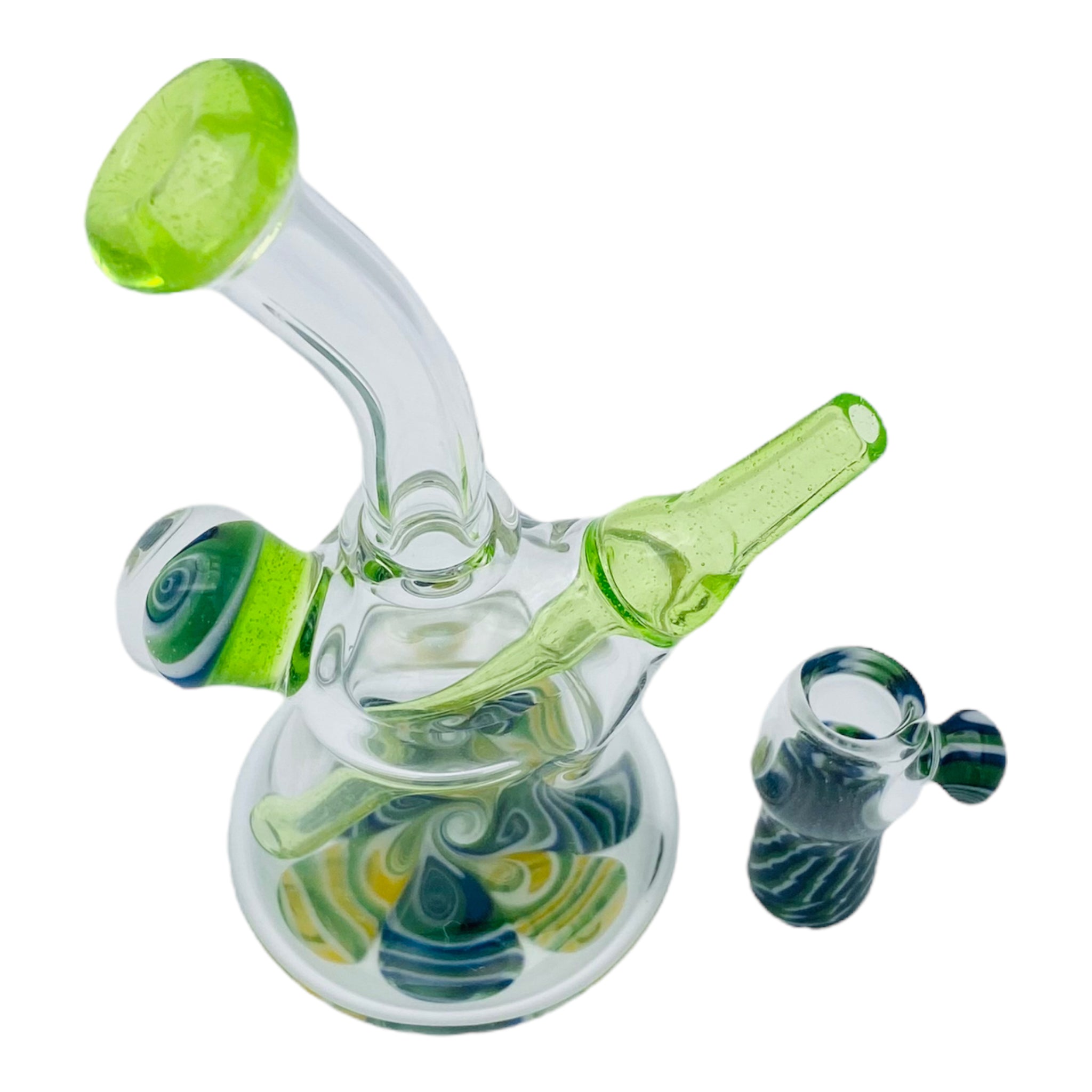 E Box Glass - Mini Glass Dab Rig With Sublime Green Fixed 10mm Fitting