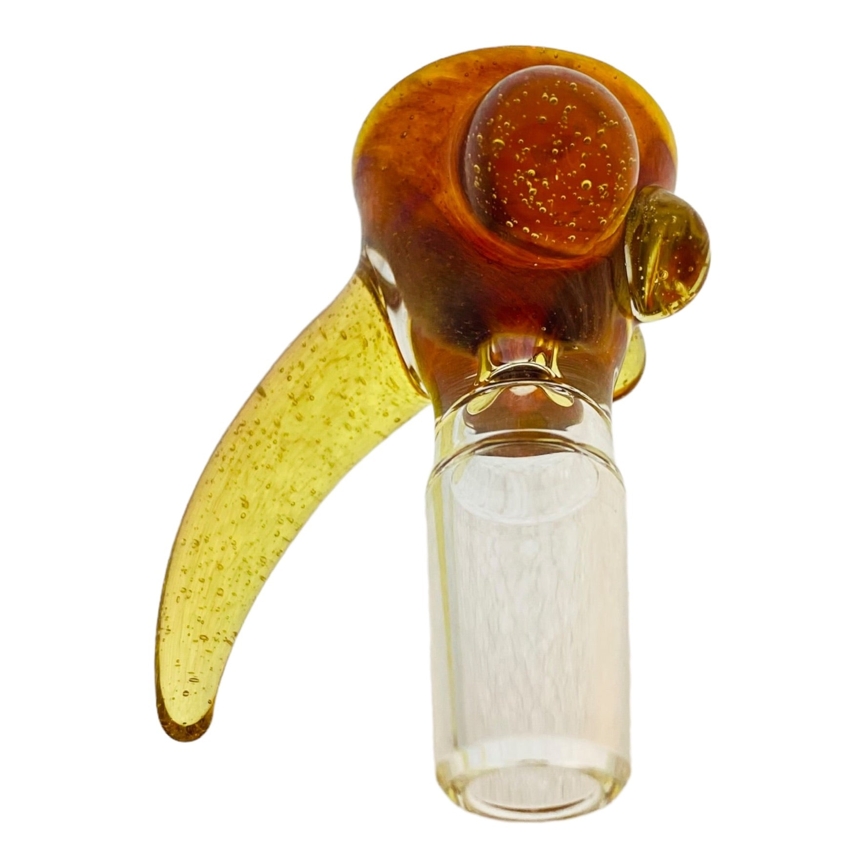 Arko Glass - 14mm Bowl Amber Frit With CFL Green-Pink Handle