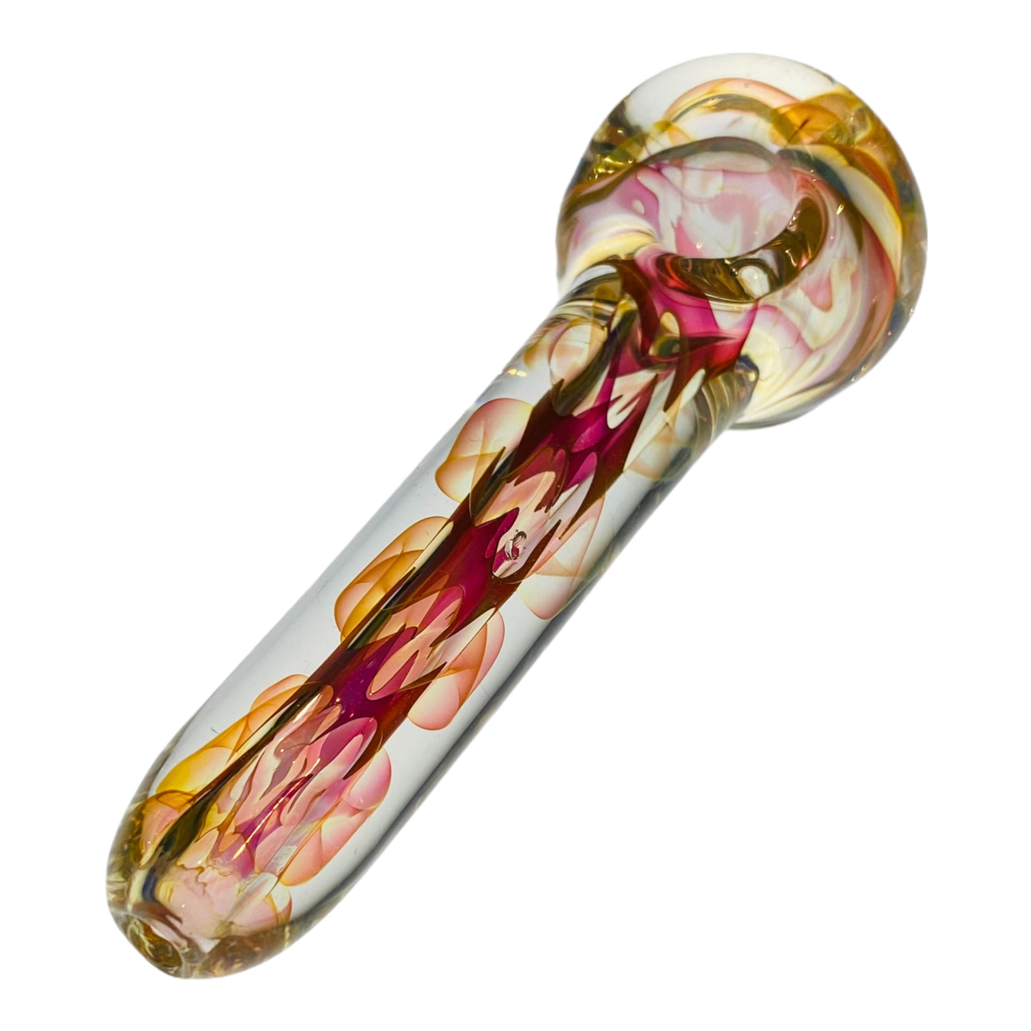 Pink Inside Out Fume Implosion Glass Hand Pipe