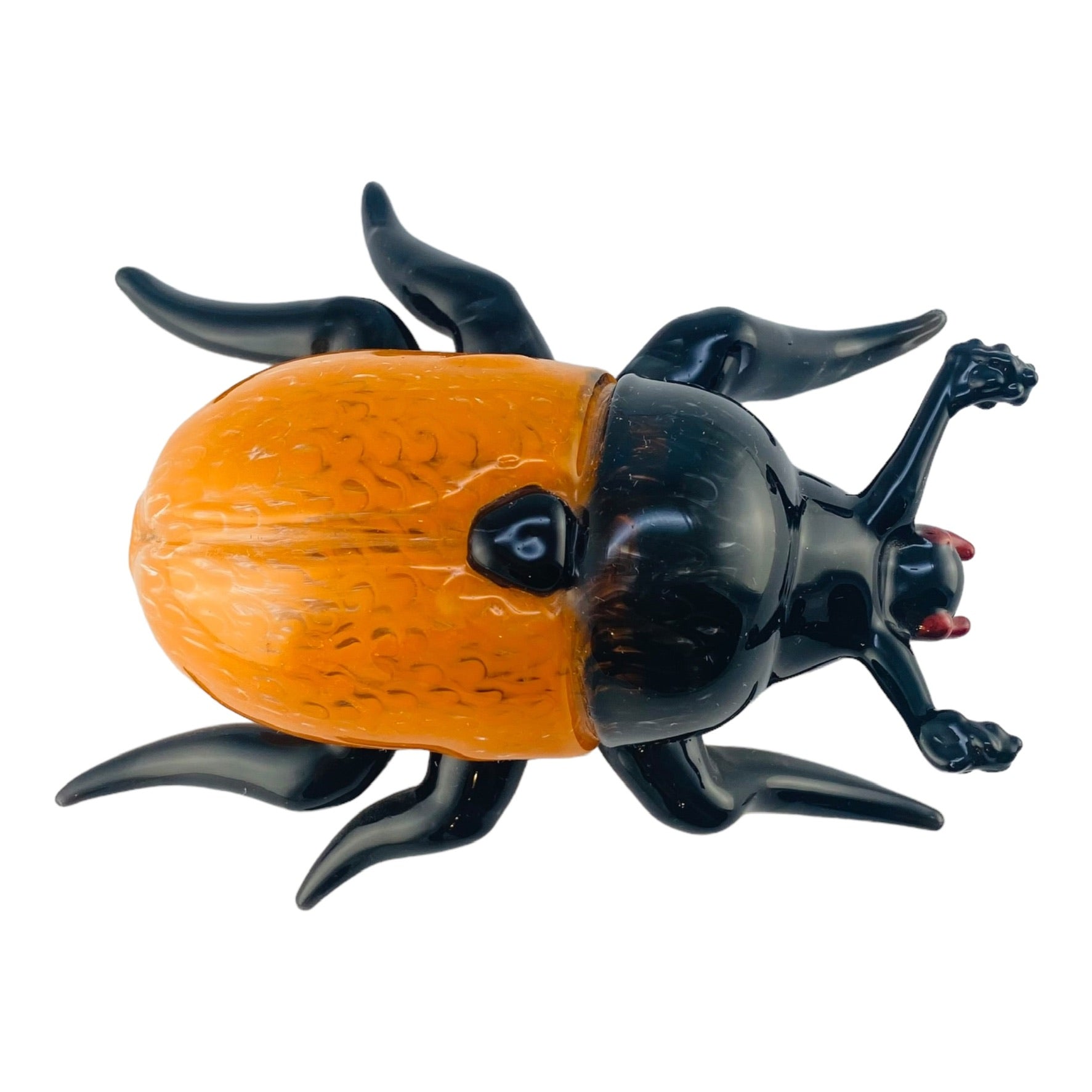 Handmade Black & Orange Beetle Insect Shaped Dry Hand Pipe