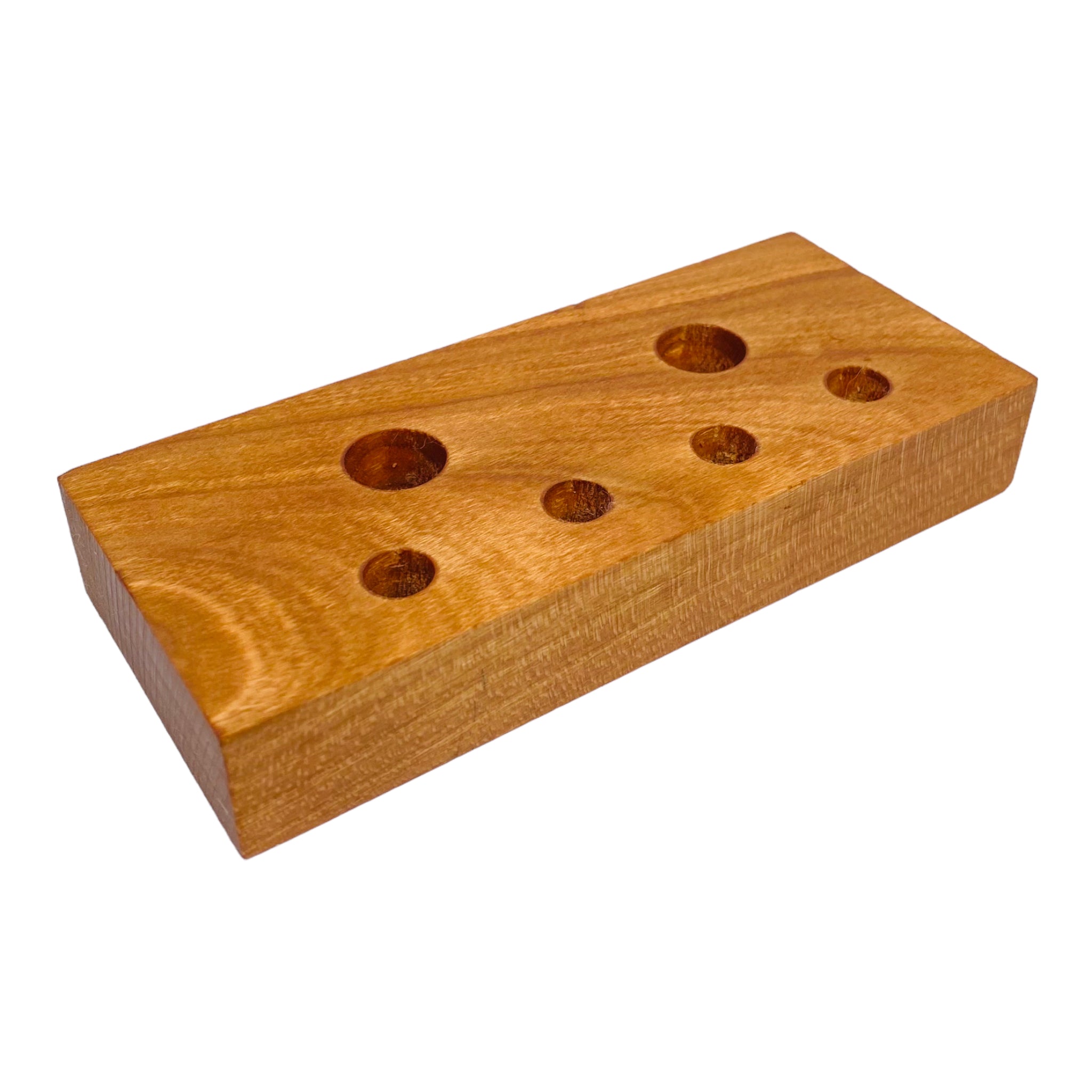 6 Hole Wood Display Stand Holder For 14mm And 10mm Bong Bowl Pieces Or Quartz Bangers