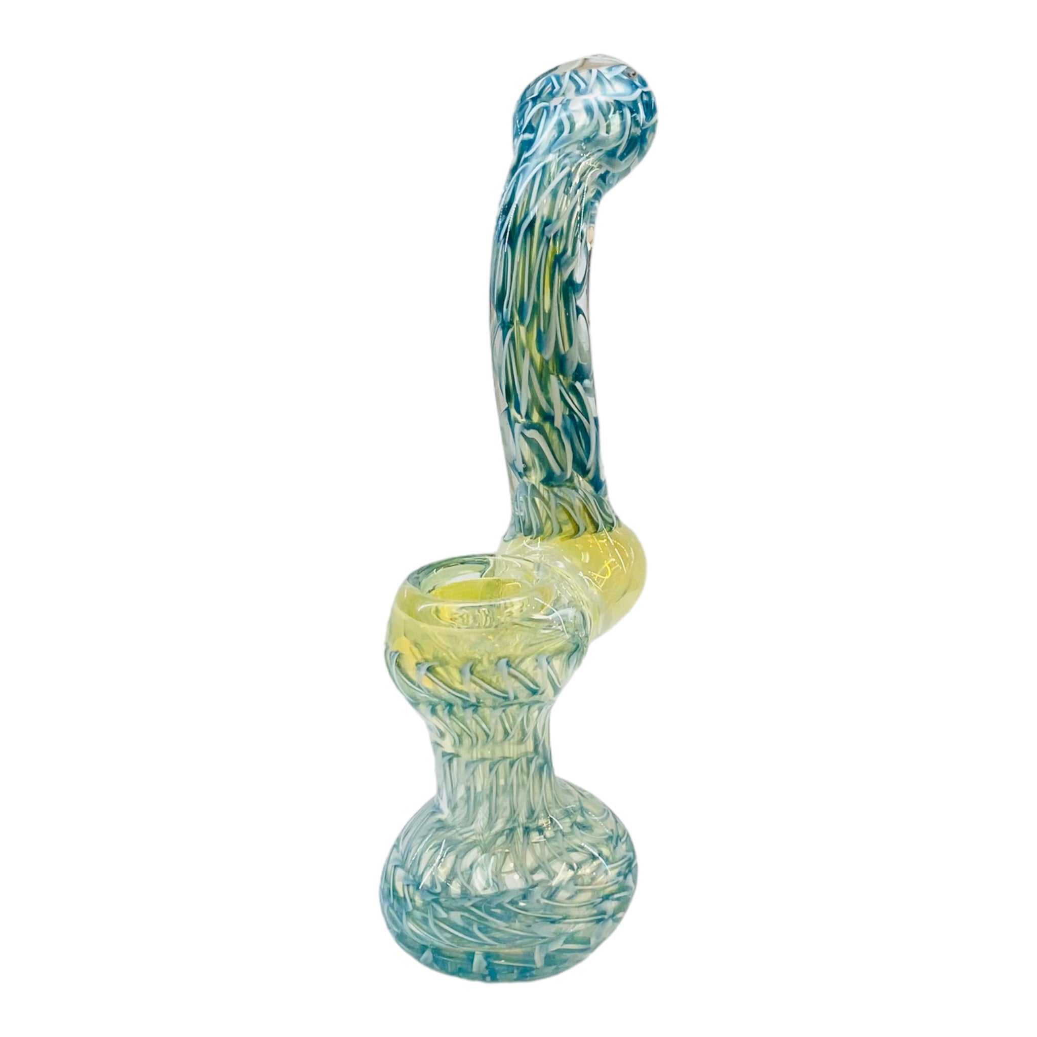 6 inch tall Blue Inside Out Double Blown Stand Up Glass Bubbler