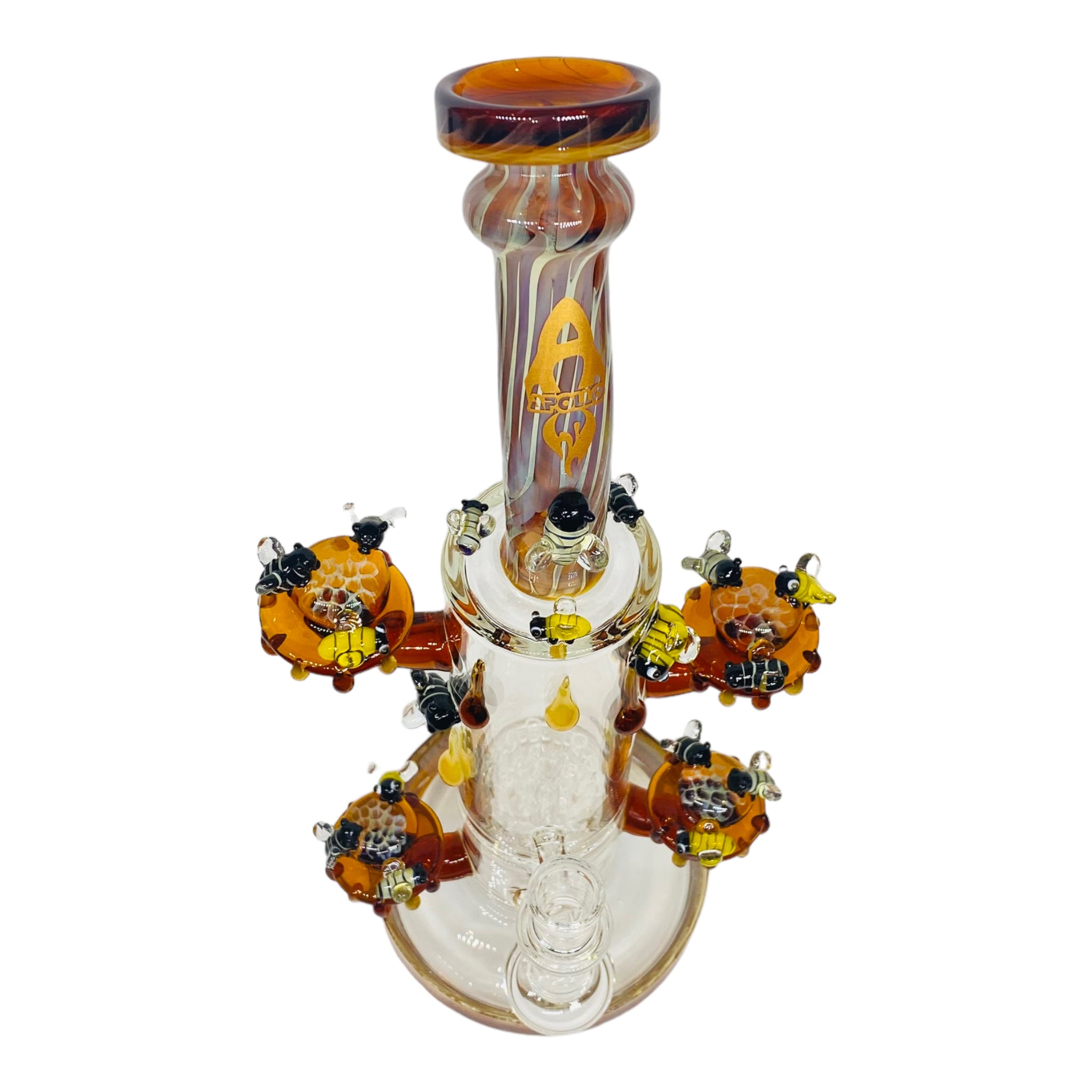 Apollo Glass - Perching Honeycomb Beehive With Honey Oil Drip Glass Bong