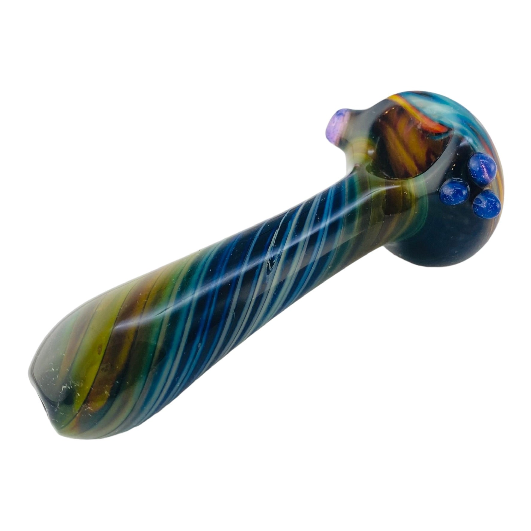 Space Fume With Fire & Ice Wig Wag End - Glass Hand Pipe