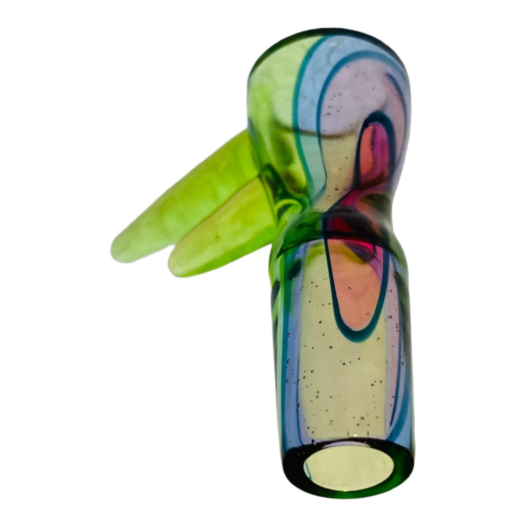 Optera Glass - Multicolored Stained Glass With Green Handle - 14mm Bowl Piece 