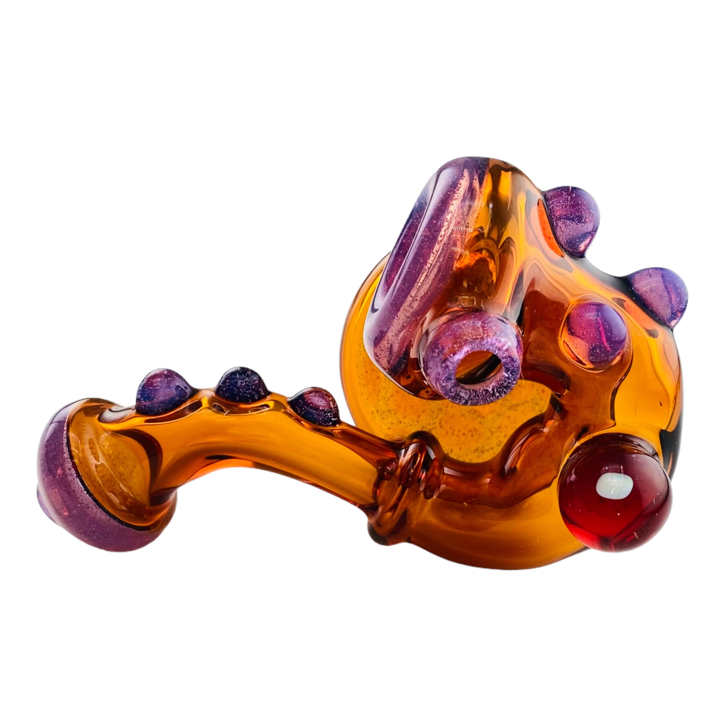 Custom Glass Hand Pipes - Maple Syrup Amber Sherlock With Purple Accents