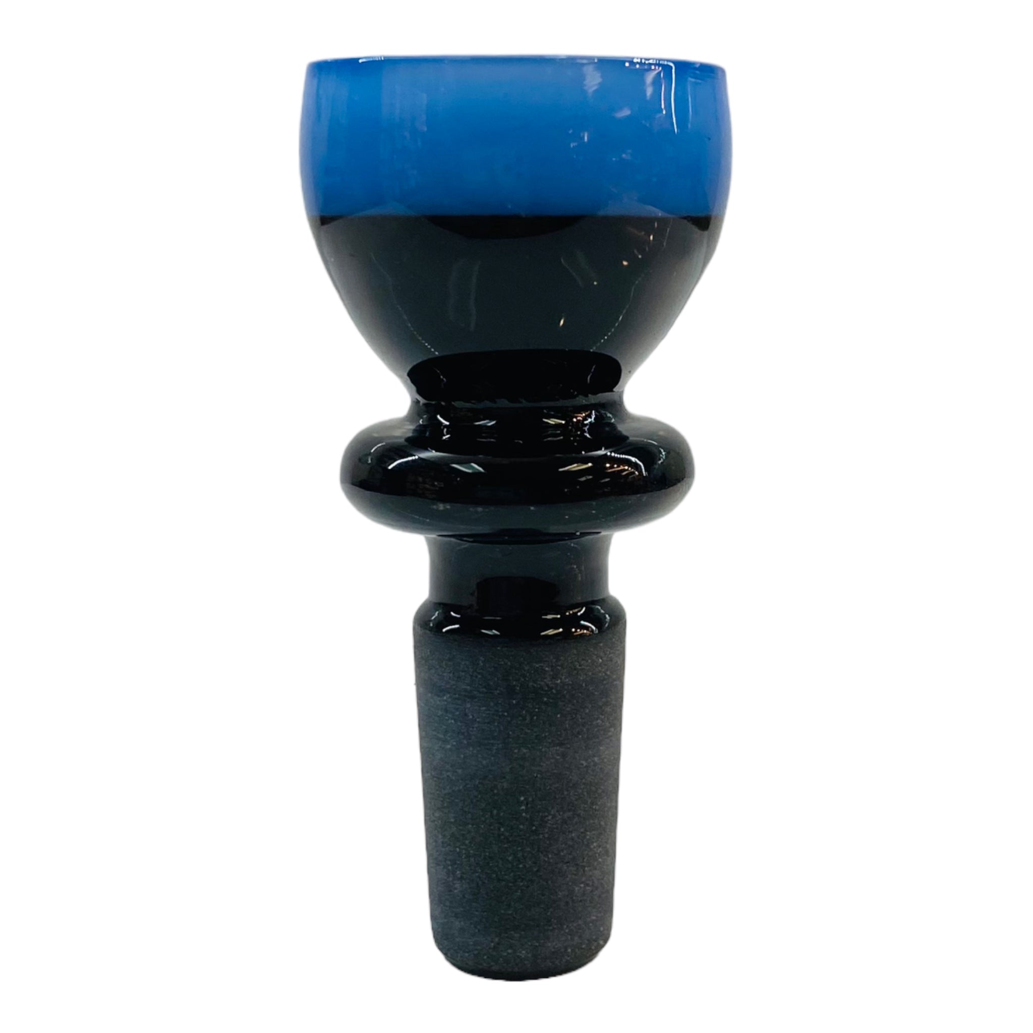 14mm Flower Bowl - Black Fitting With Color Rim - Blue