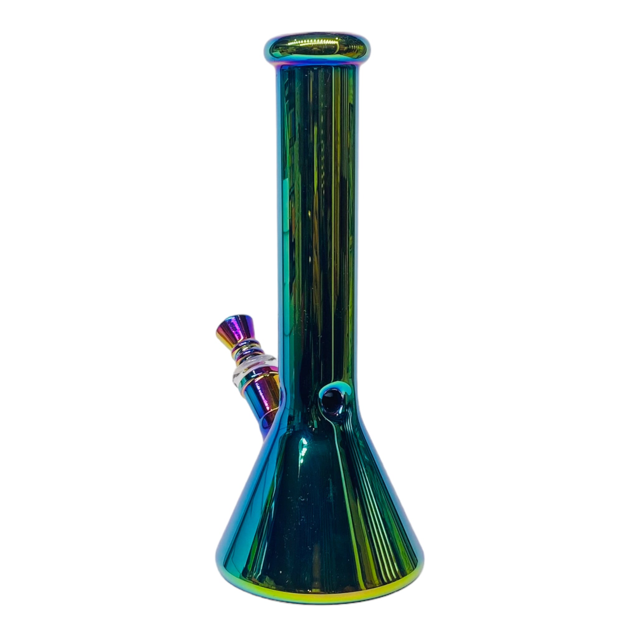 close up 10 Inch Green Rainbow Beaker Base Glass Bong
