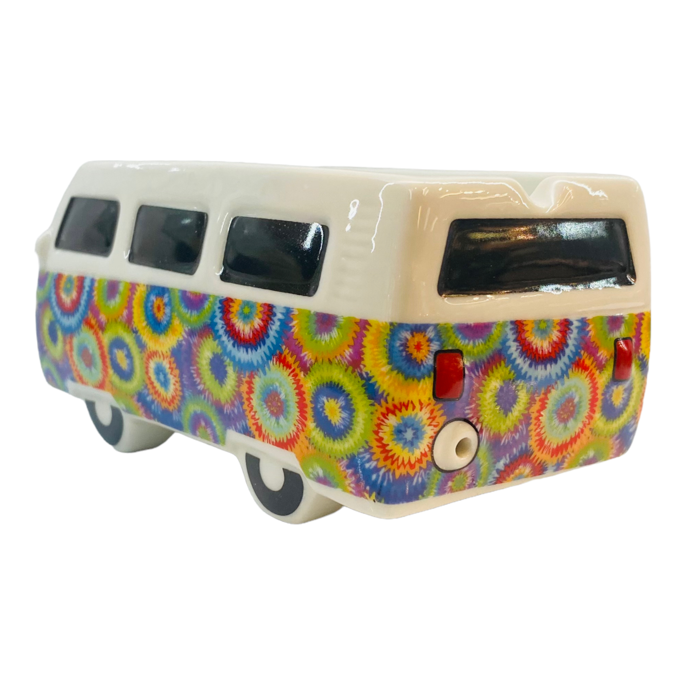 girly Vintage Hippie Bus Ceramic Ashtray Tie Dye - Rainbow Tie Dye
