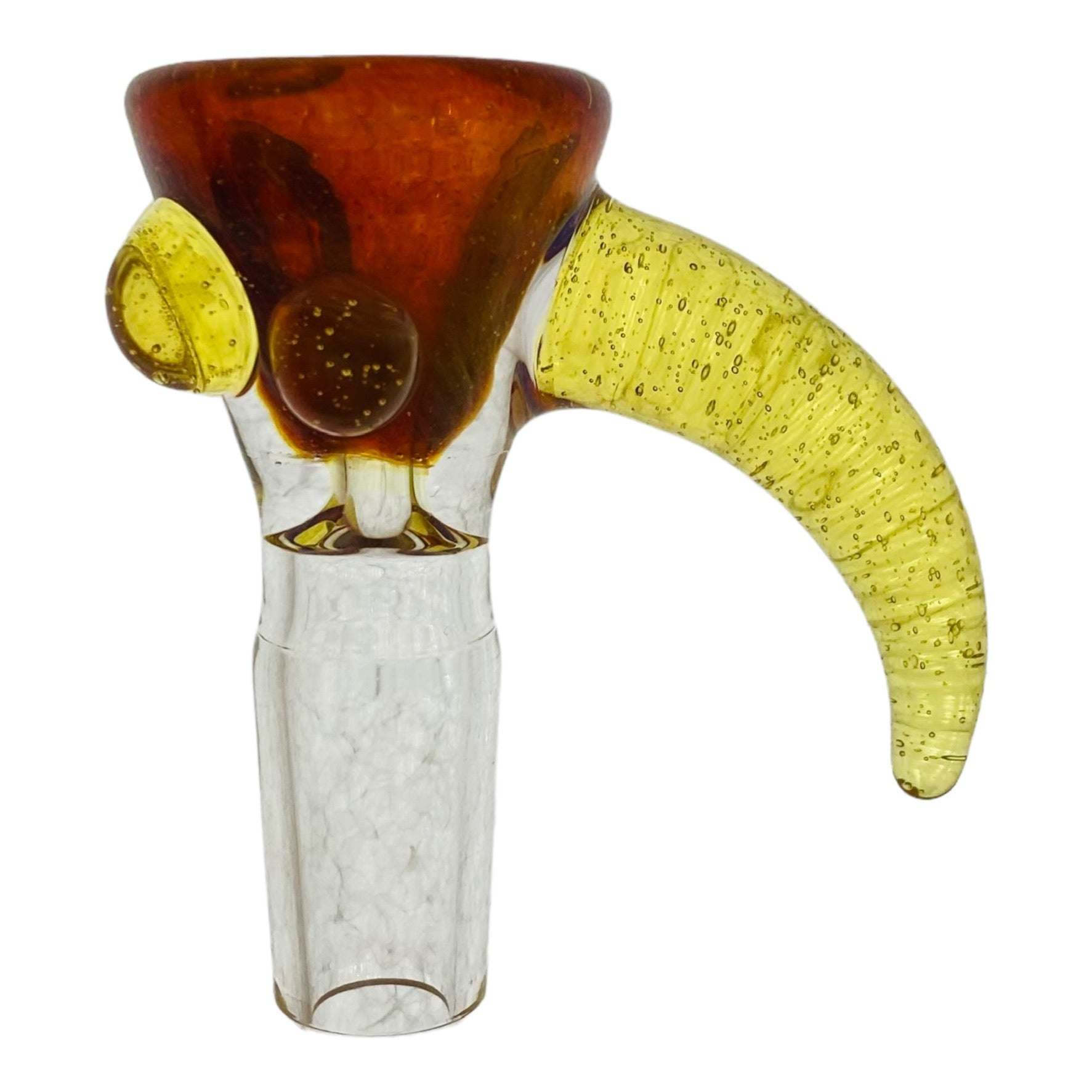 Arko Glass - 14mm Bowl Amber Frit With CFL Green-Pink Handle