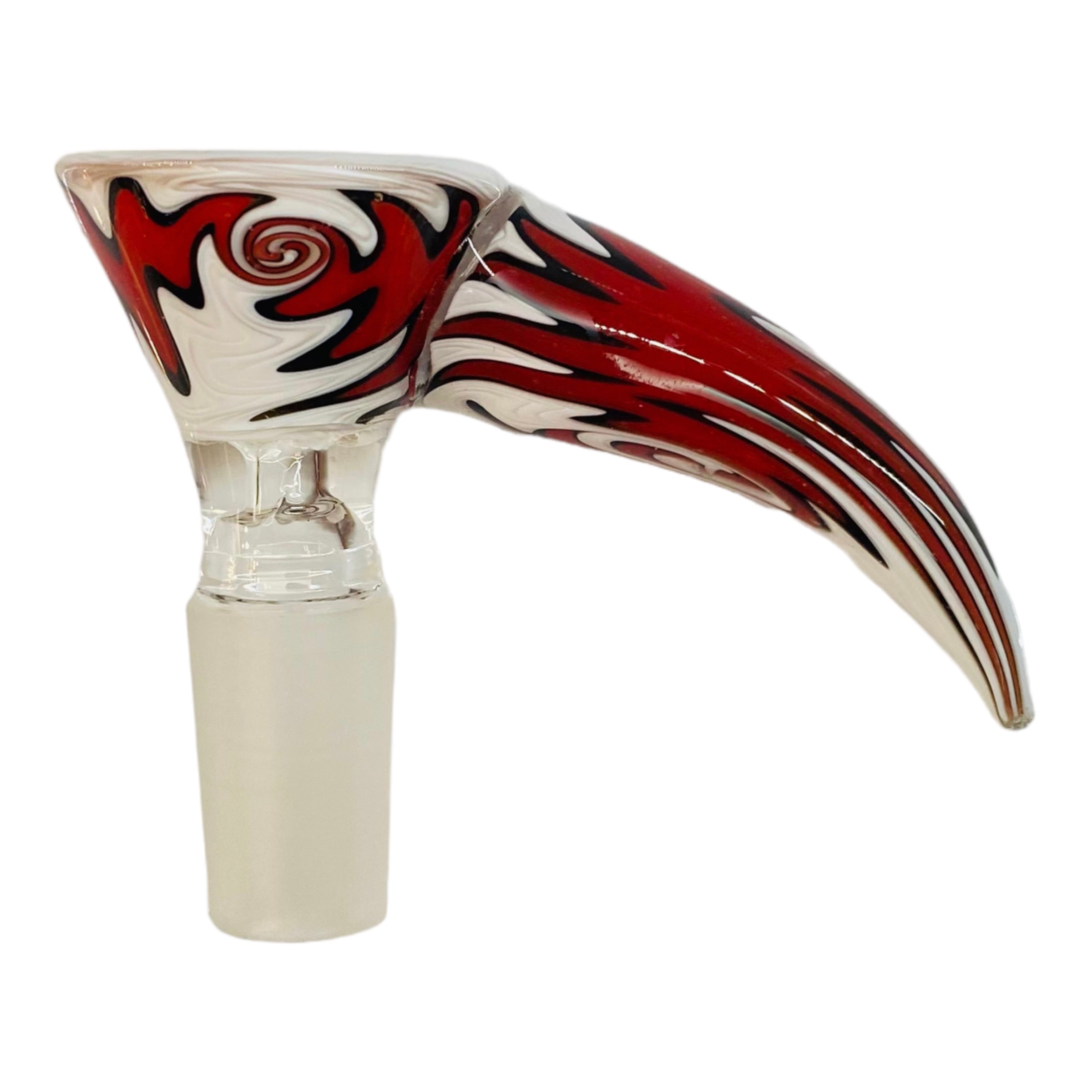 14mm Flower Bowls - Large Horn Martini Bong Bowl Piece With Color Wig Wag - Red, Black, And White