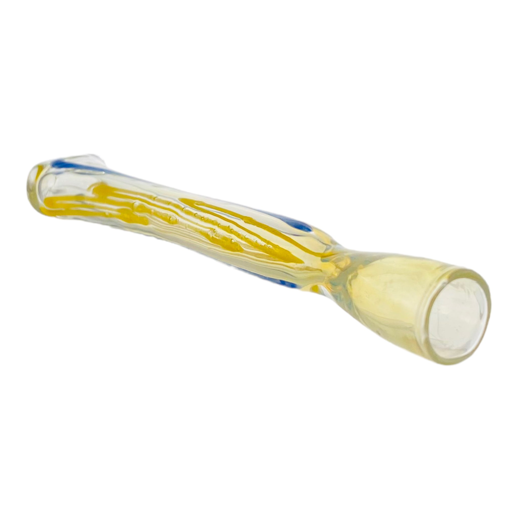 Glass Chillum Pipe - Extra Long Blue And Yellow Hand Pipe