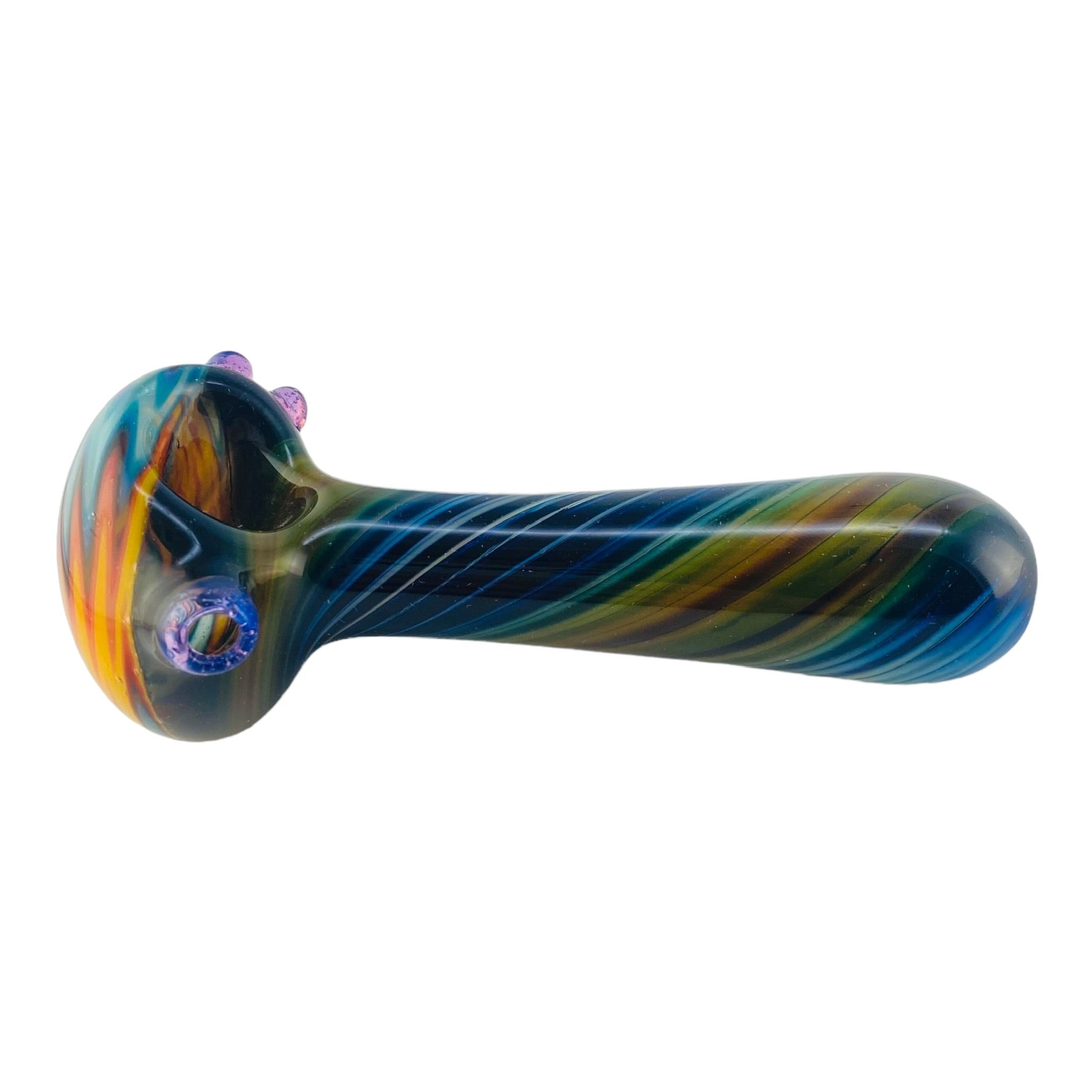 Space Fume With Fire & Ice Wig Wag End - Glass Hand Pipe