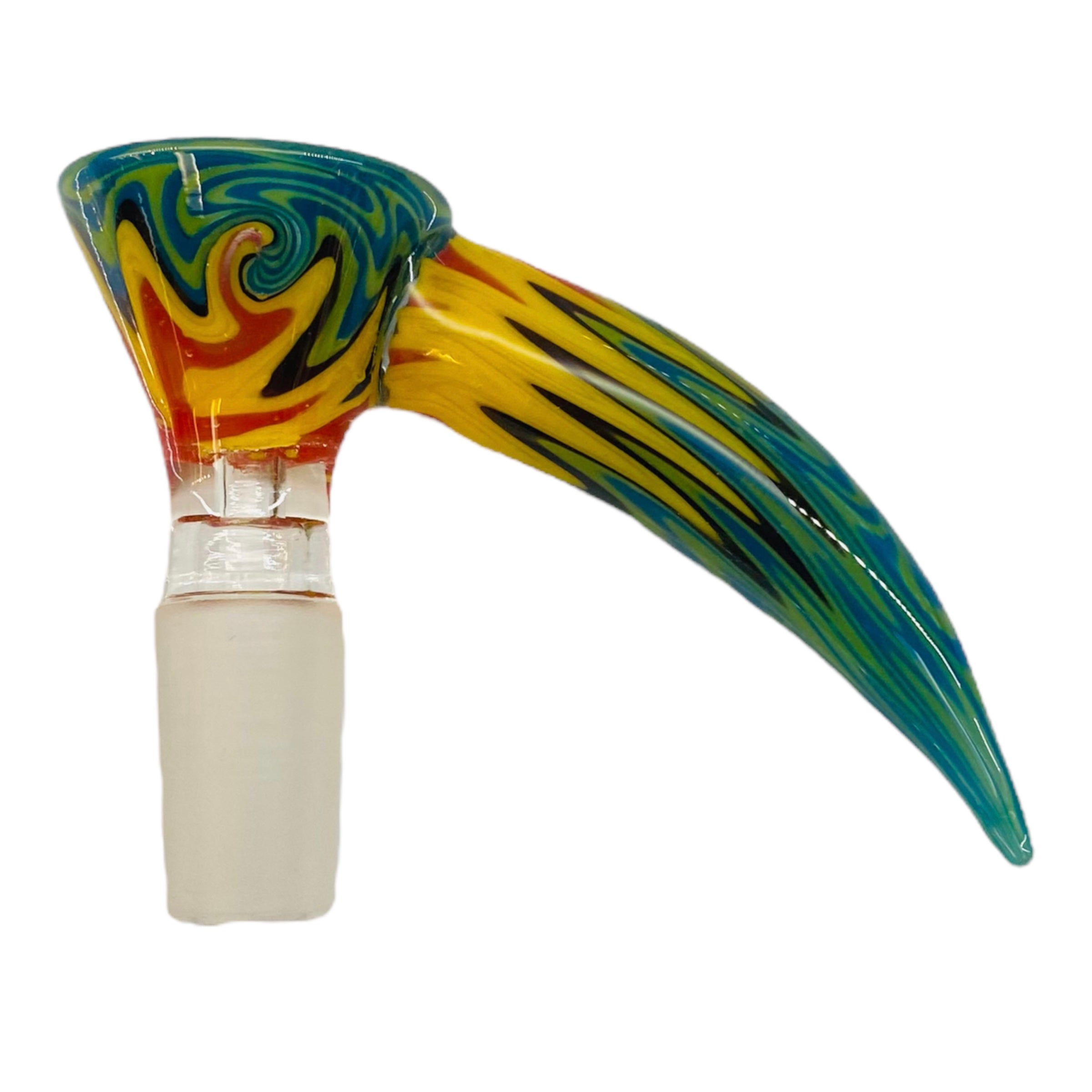 14mm Flower Bowls - Large Horn Martini Bong Bowl Piece With Color Wig Wag - Rasta Swirl