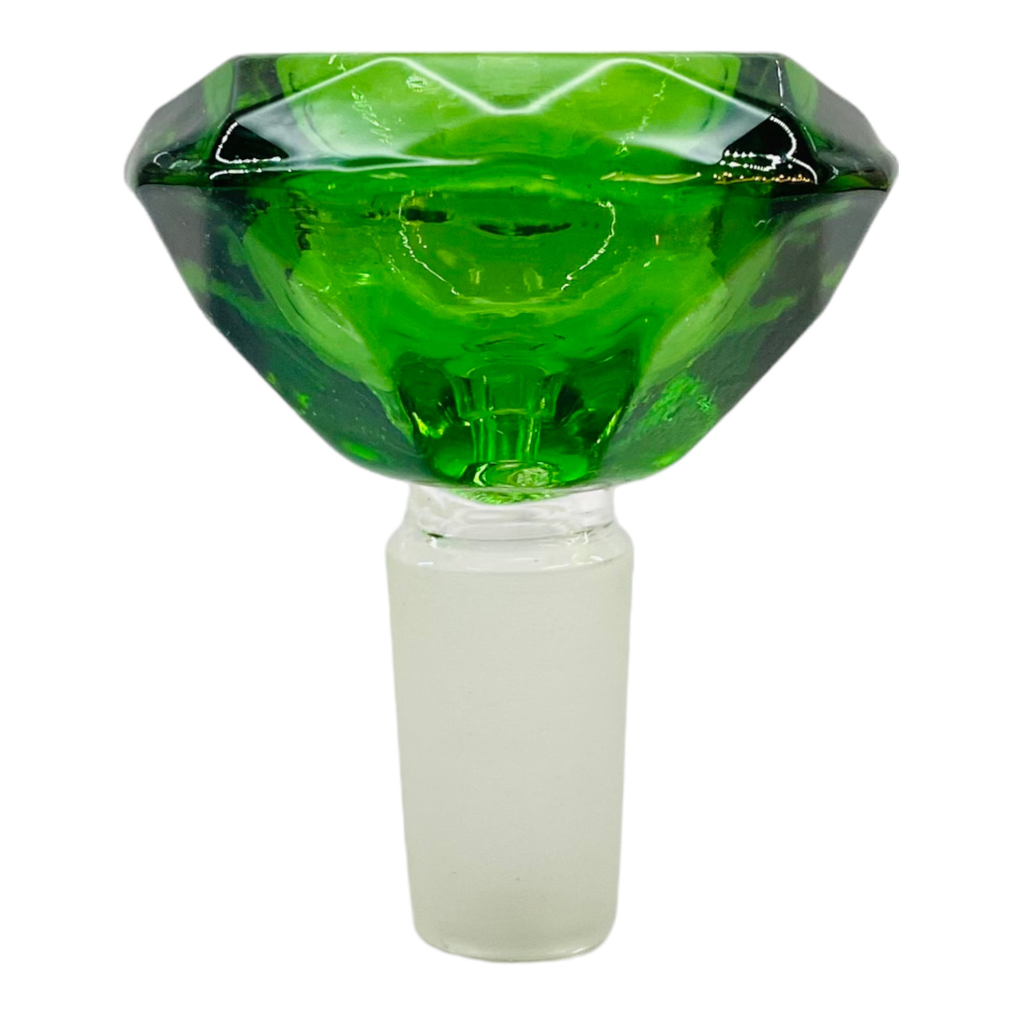 14mm Flower Bowl - Faceted Diamond Glass Bong Bowl Piece - Green