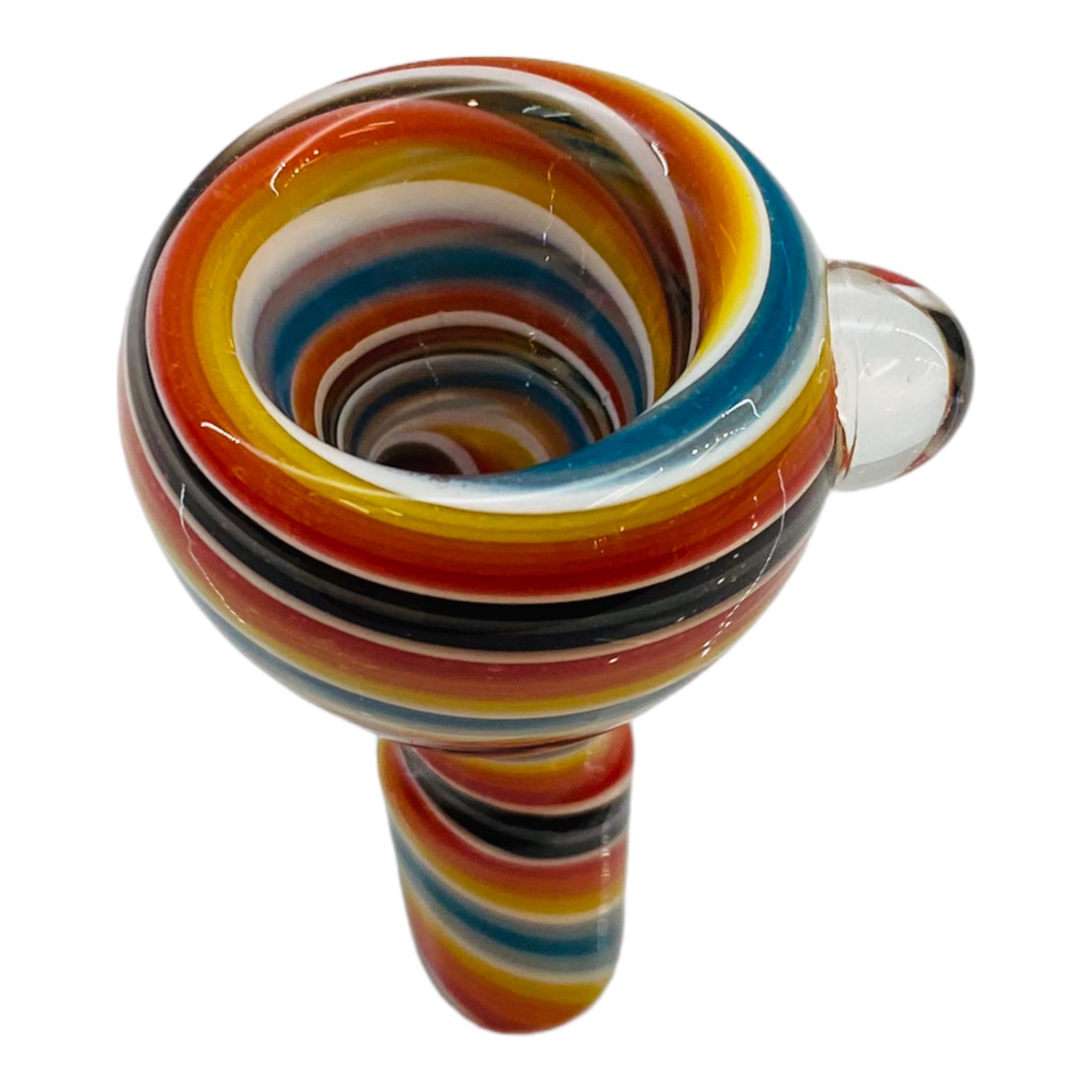 14mm glass bong bowl slide with fire and ice theme rainbow fade
