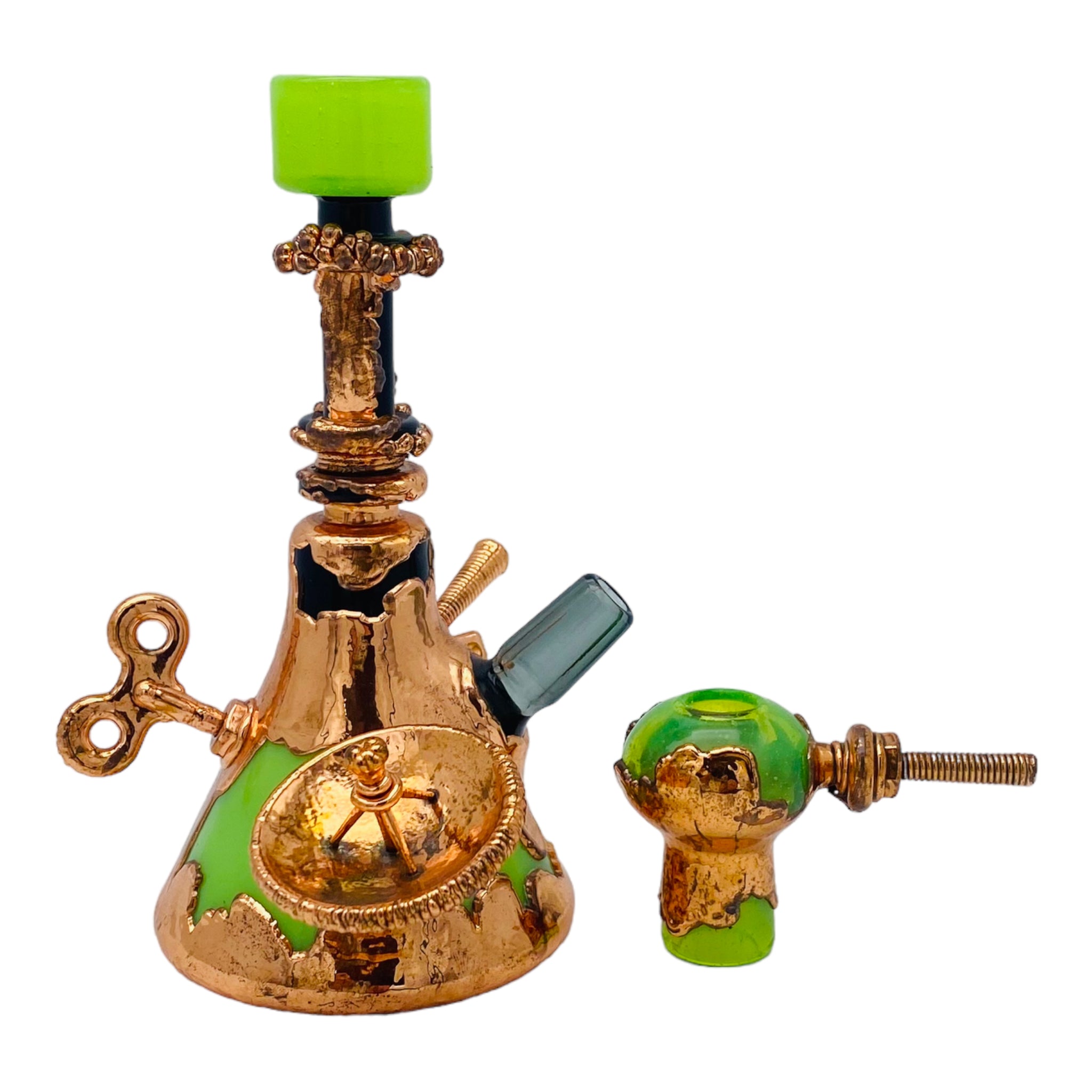 Snic Barnes Glass - Copper Electroformed Glass Dab Rig With Steampunk