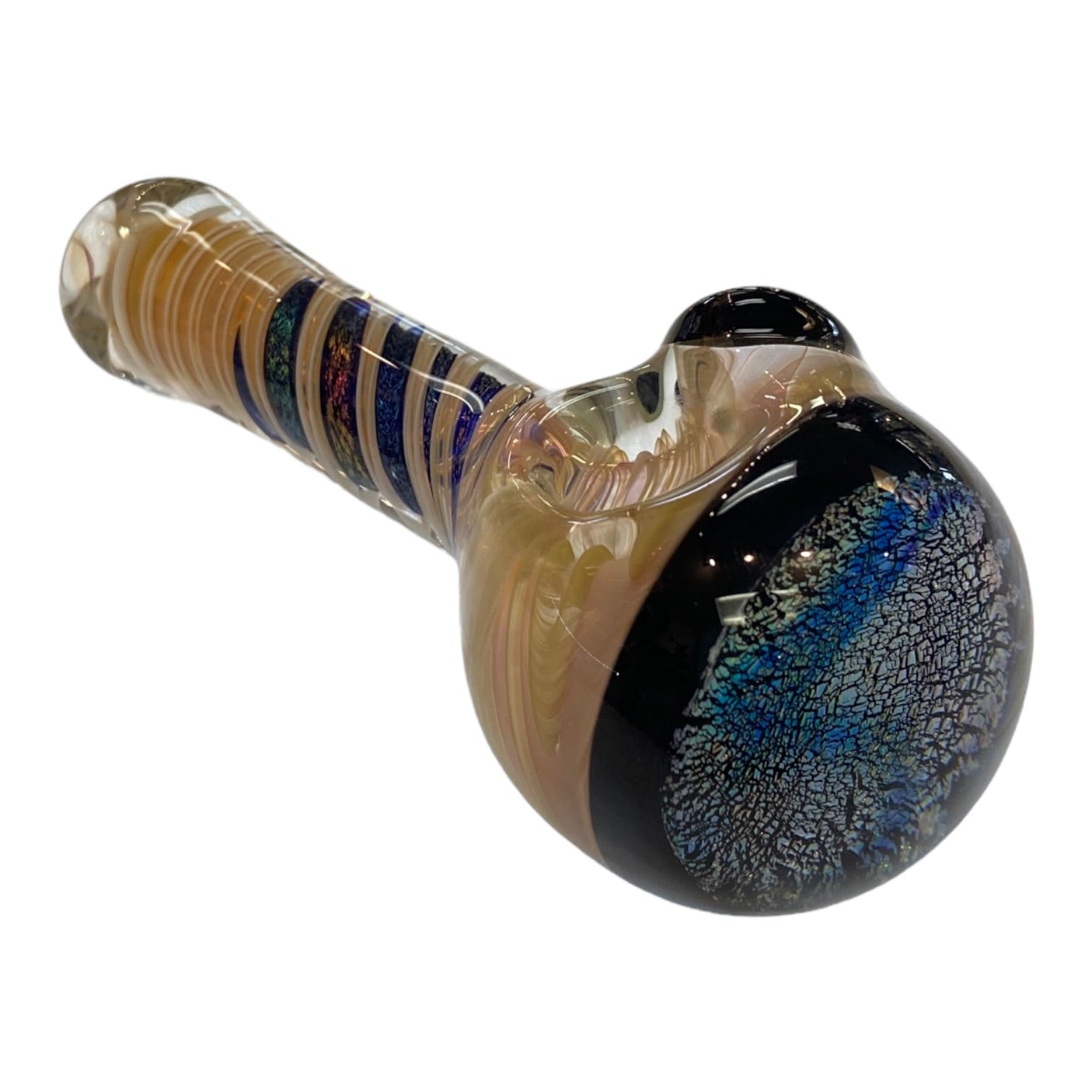 Talent Glass Works - Fume And Color Coil With Large Dichro End - Glass Hand Pipe
