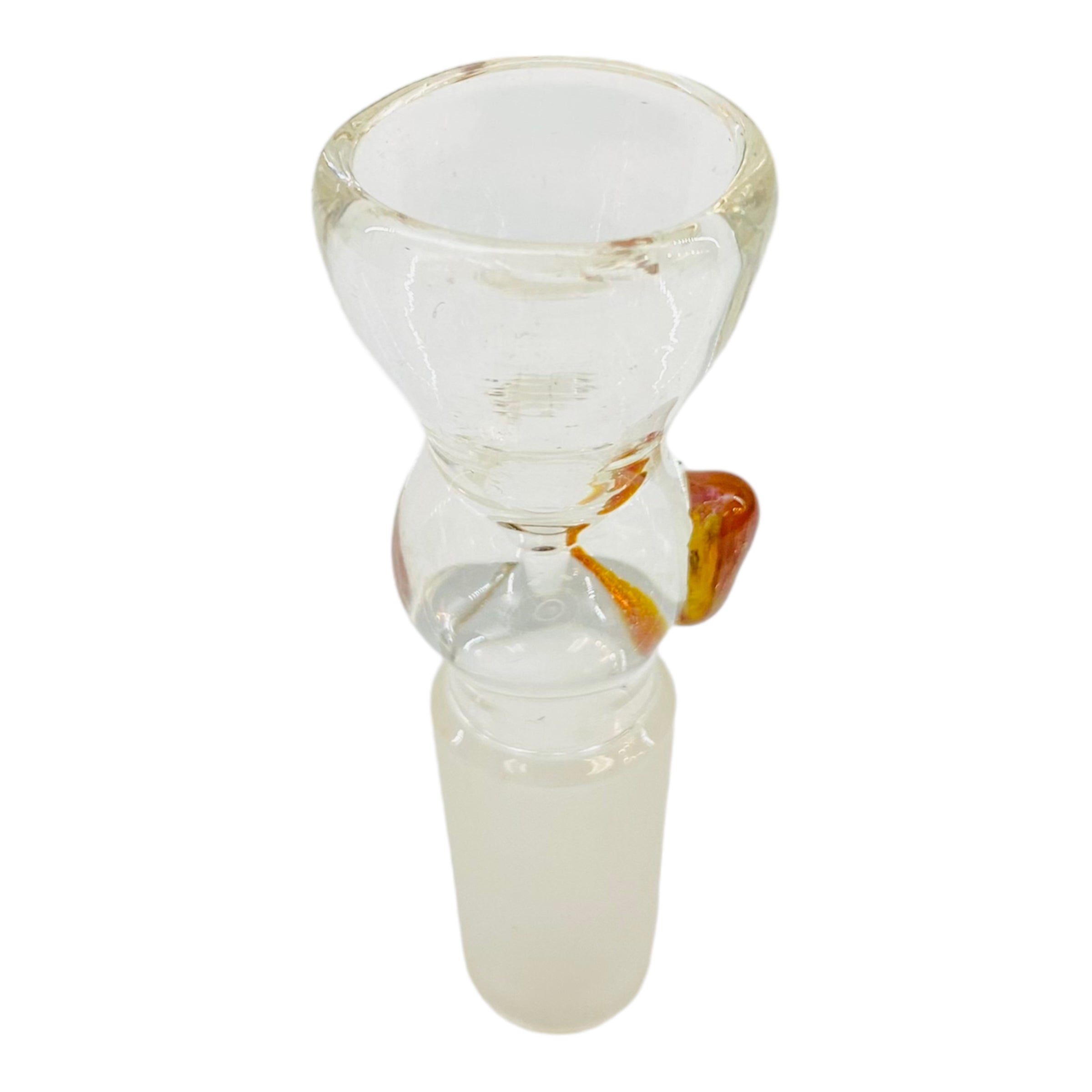 14mm Flower Bowl - Clear Martini Shape Funnel Bong Bowl Piece With Color Dot - Orange