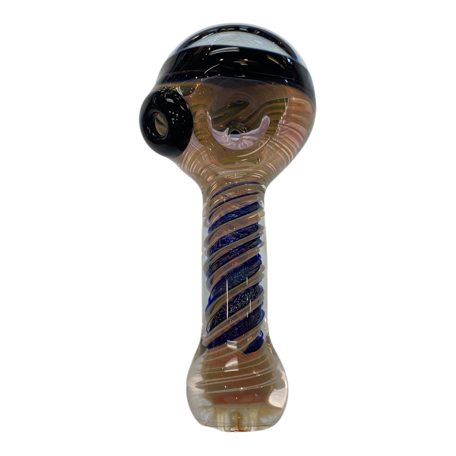 Talent Glass Works - Fume And Color Coil With Mushroom Dichro End - Glass Hand Pipe