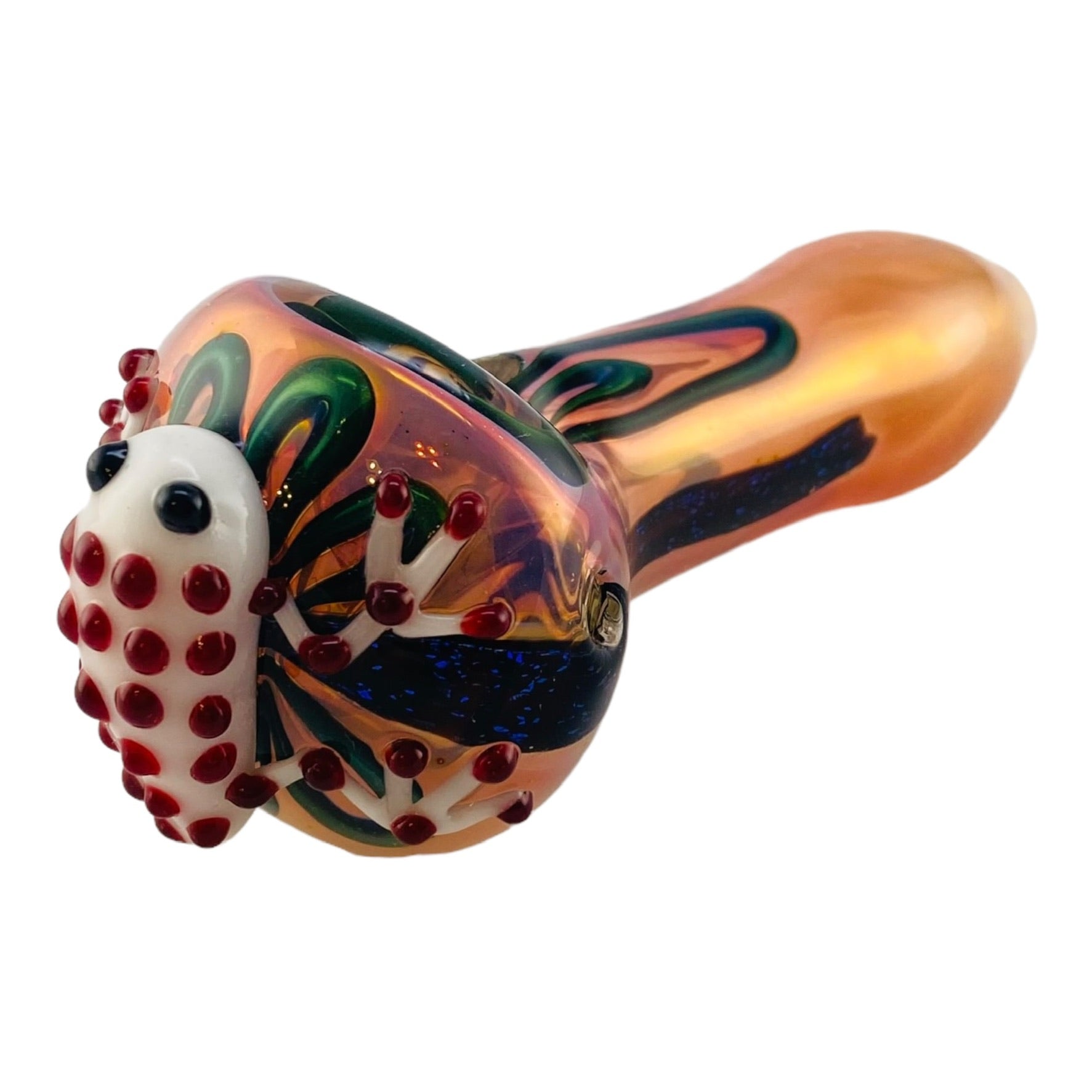 White/Red Frog End - Glass Hand Pipe