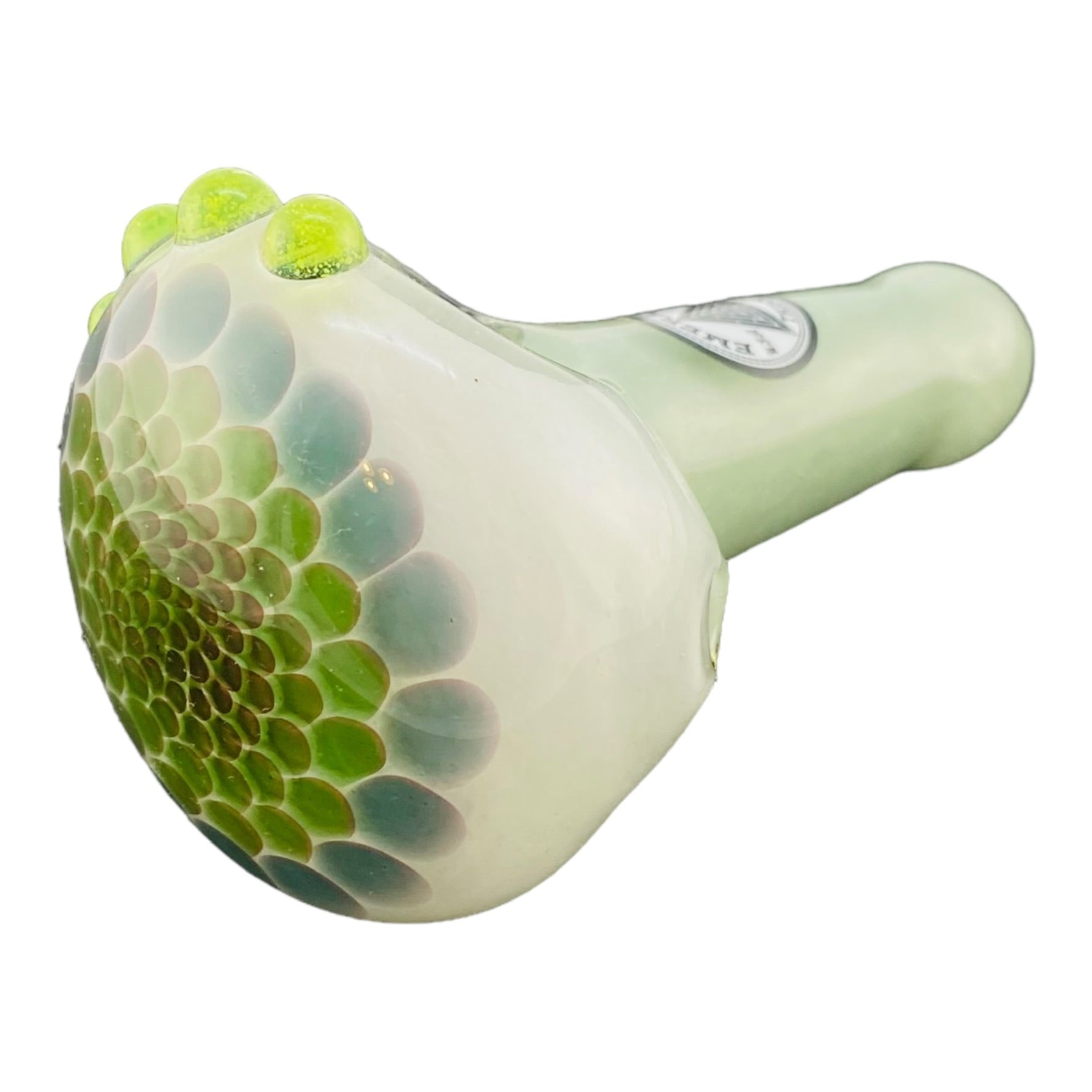 Emerald Triangle Glass - Glass Hand Pipe - Sea Foam Green With Dot Stack End 
