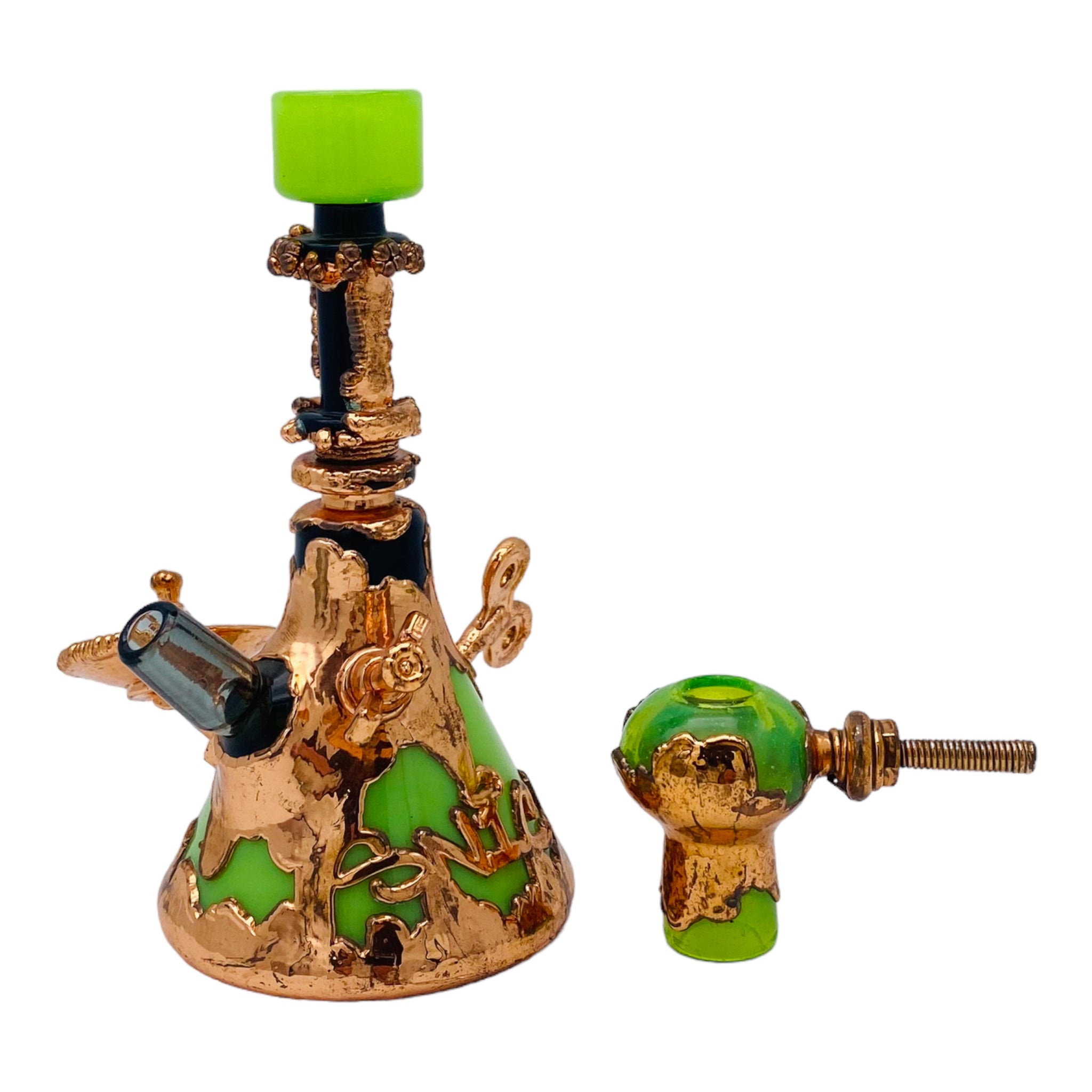 Snic Barnes Glass - Copper Electroformed Glass Dab Rig With Steampunk