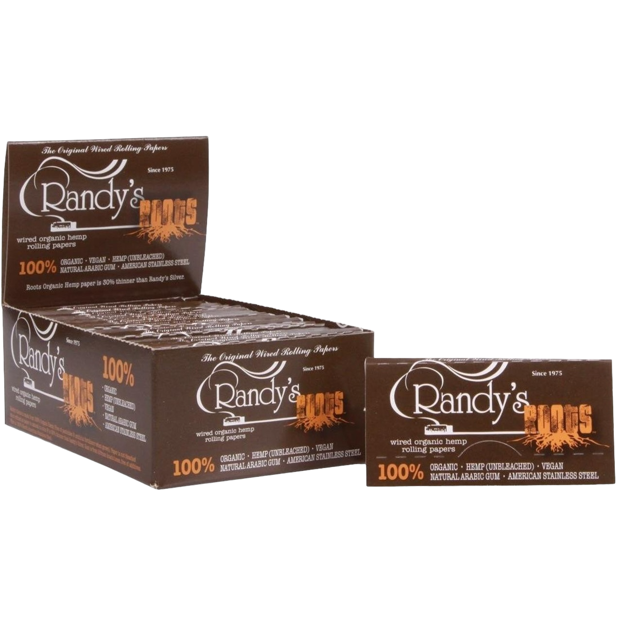 Randy's - BOX Of Hemp Roots 1.25 Wired Rolling Papers - 25 Pack Box