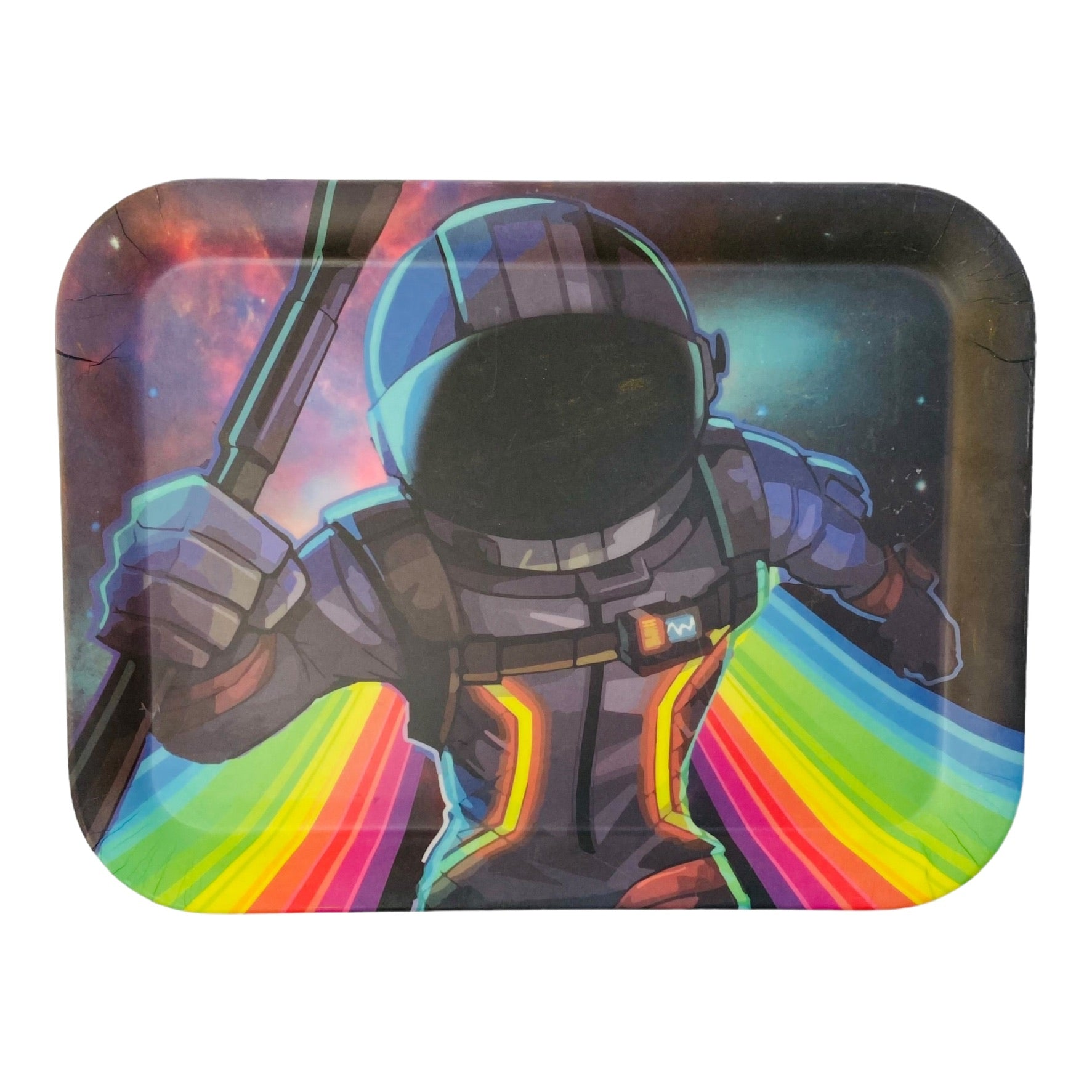 Biodegradable Bamboo Rolling Tray Large Spaceman On Rainbow