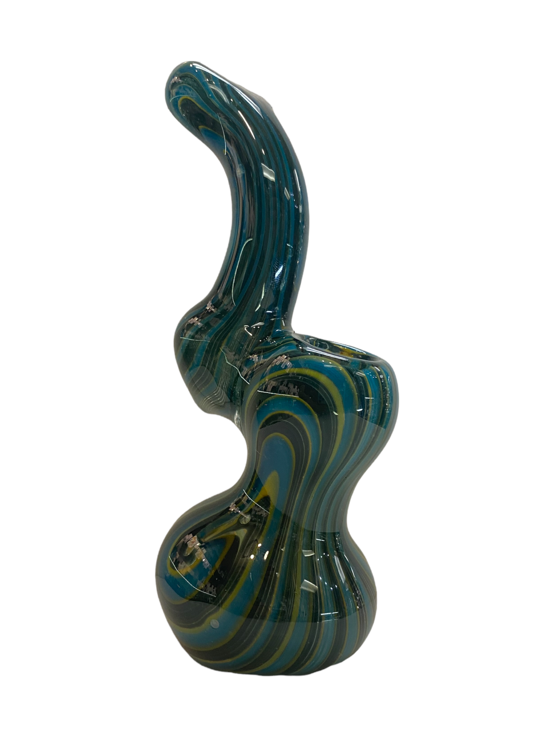 Stand Up Glass Water Bubbler Blue And Yellow