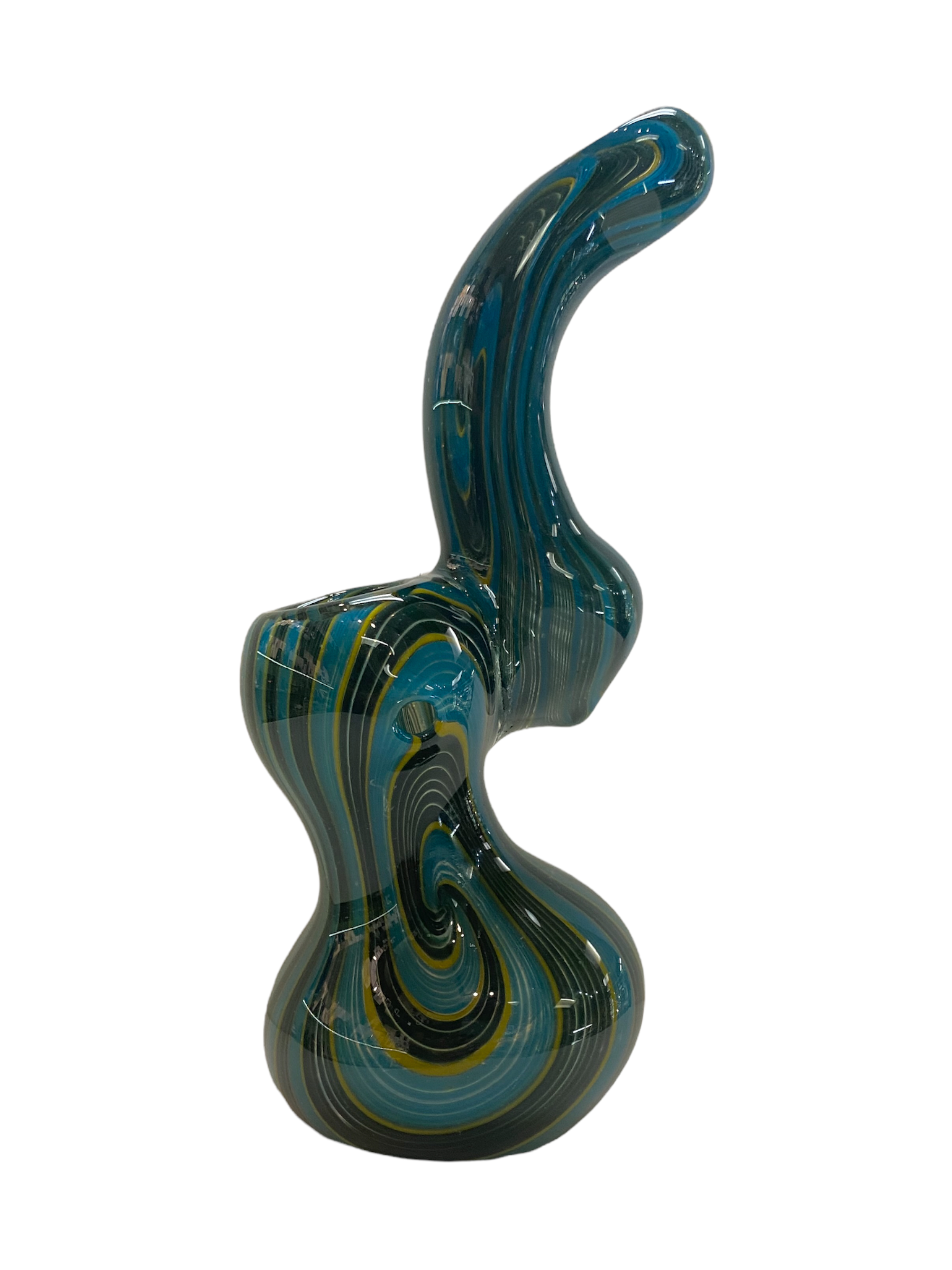 Stand Up Glass Water Bubbler Blue And Yellow