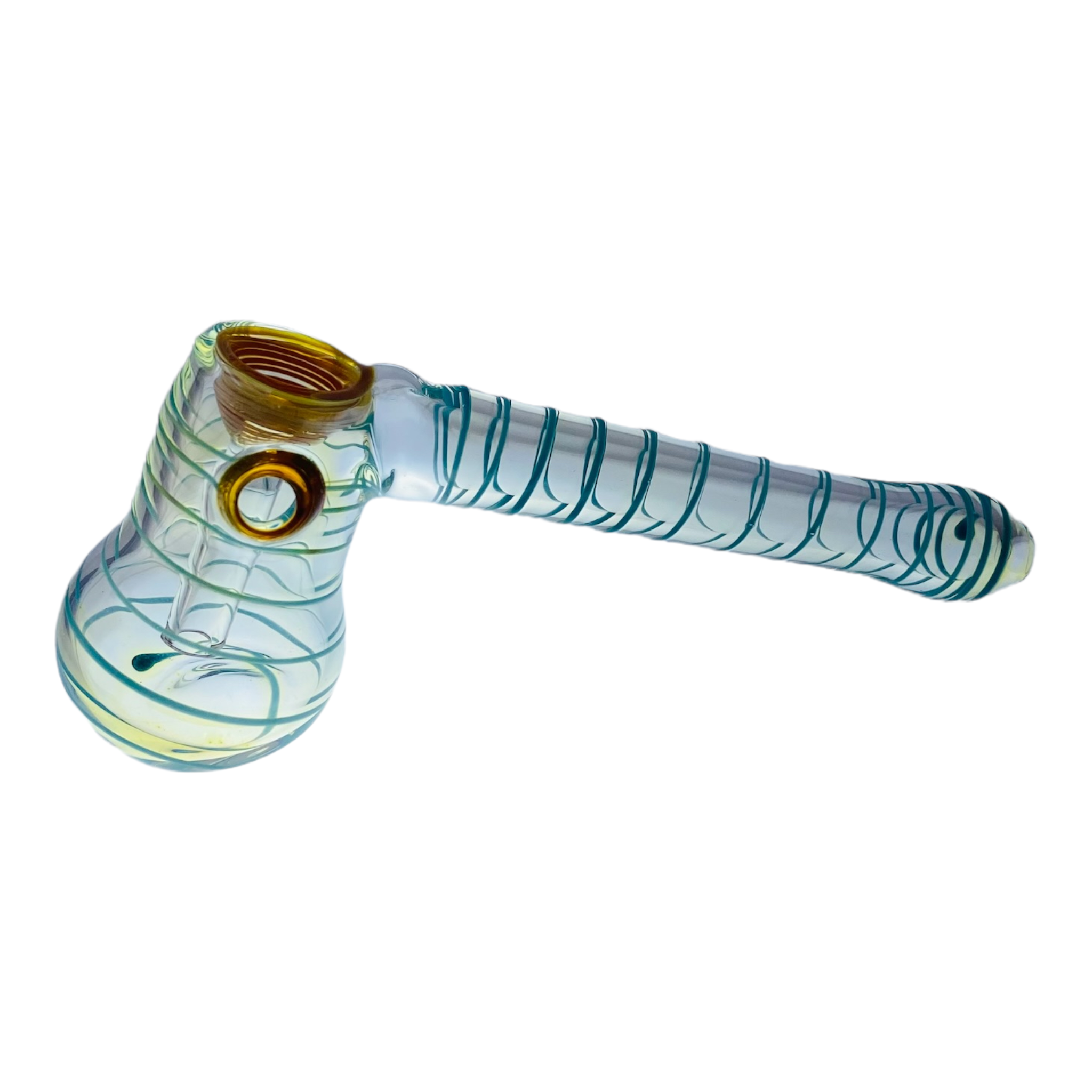 Laydown Glass Bubbler Blue Linework Color Changing
