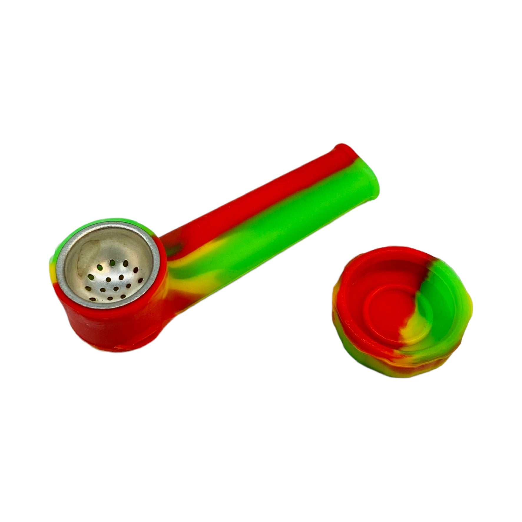 rasta Small Silicone Hand Pipe With Metal Bowl
