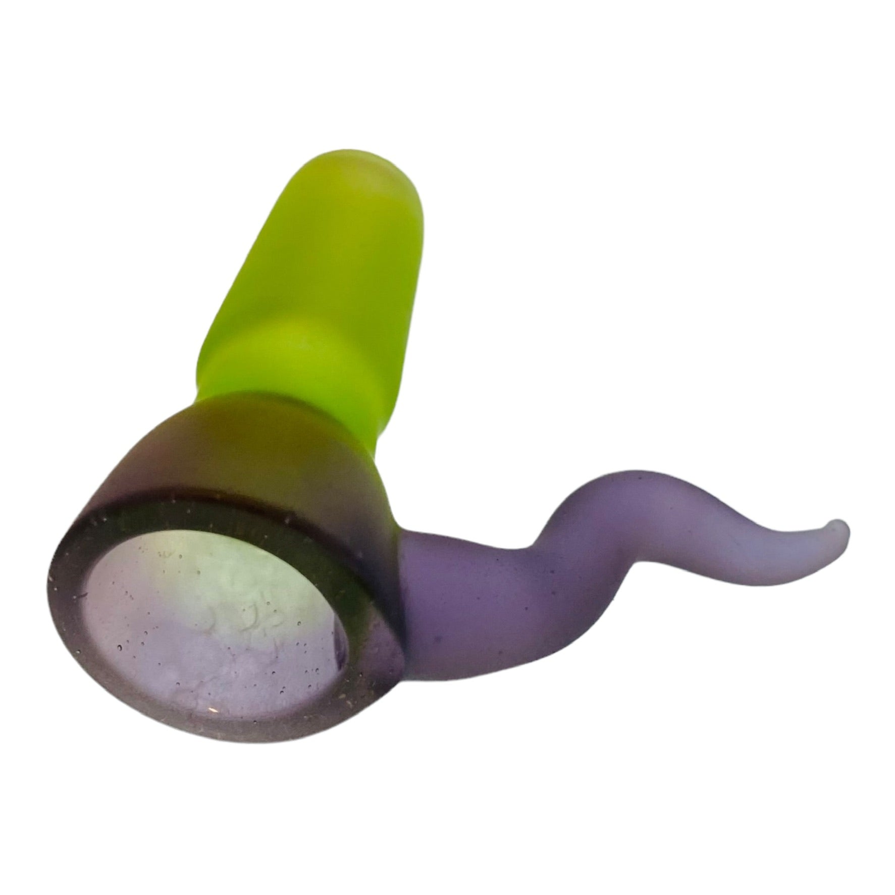 Optera Glass - Sandblasted Green And Purple With Purple Handle - 14mm Bowl Piece