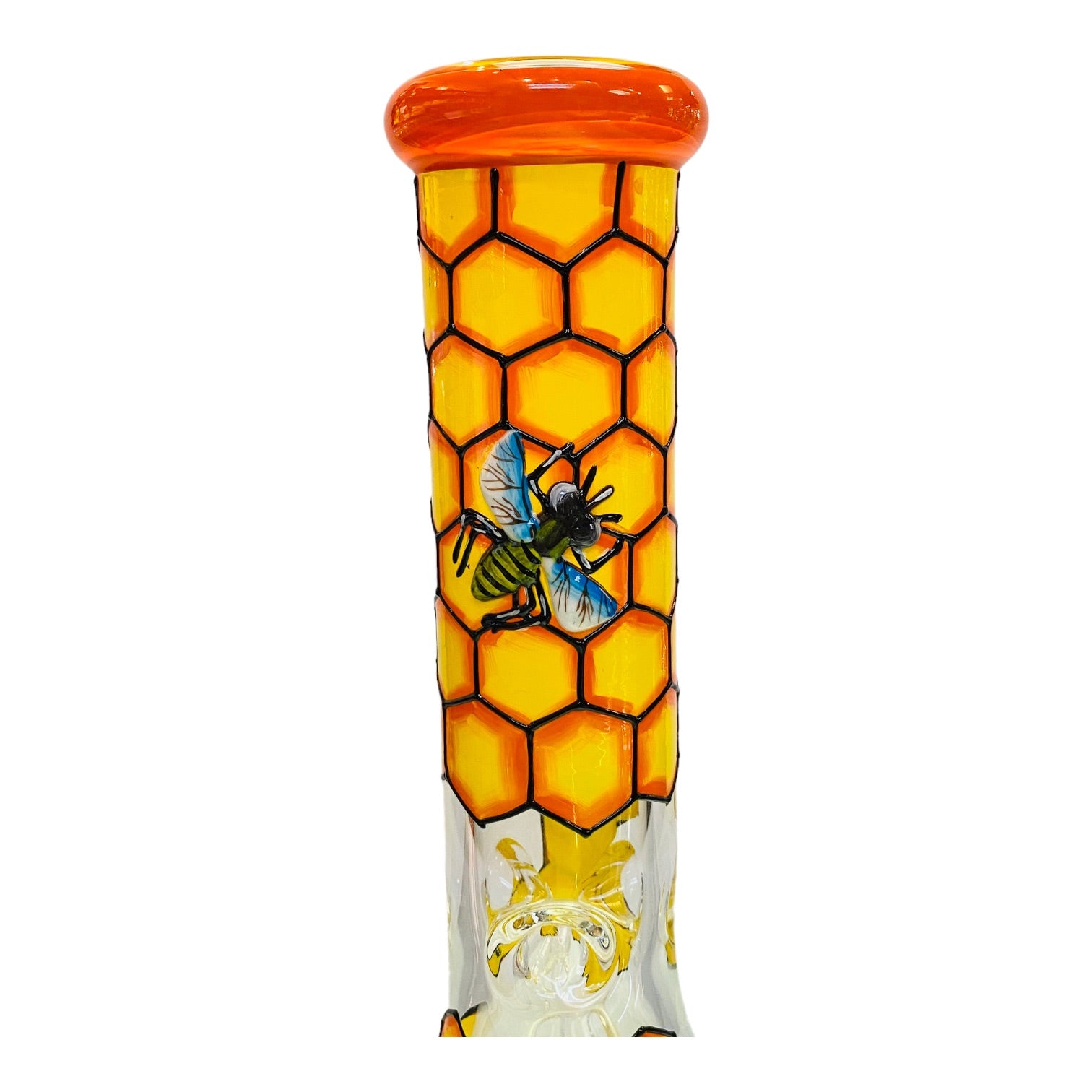12 Inch Glass Beaker Bong With Bees And Honeycomb 