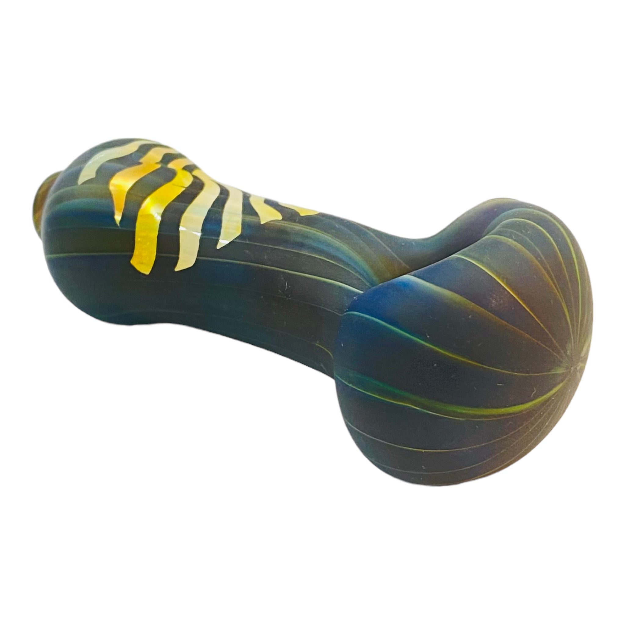 made in america Sandblasted Glass Hand Pipe With Gold Weed Flag