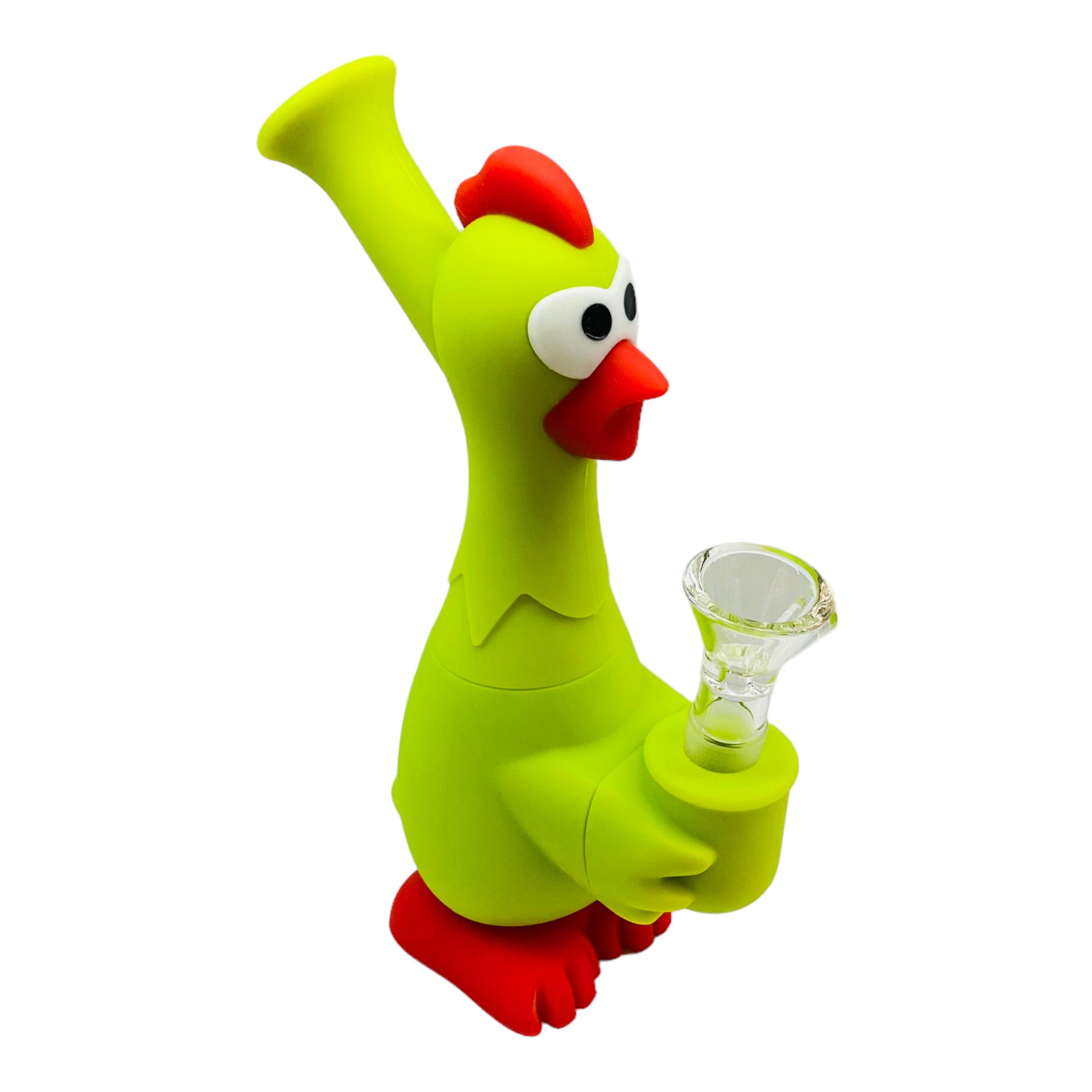 Green And Red Rubber Chicken Silicone Bong