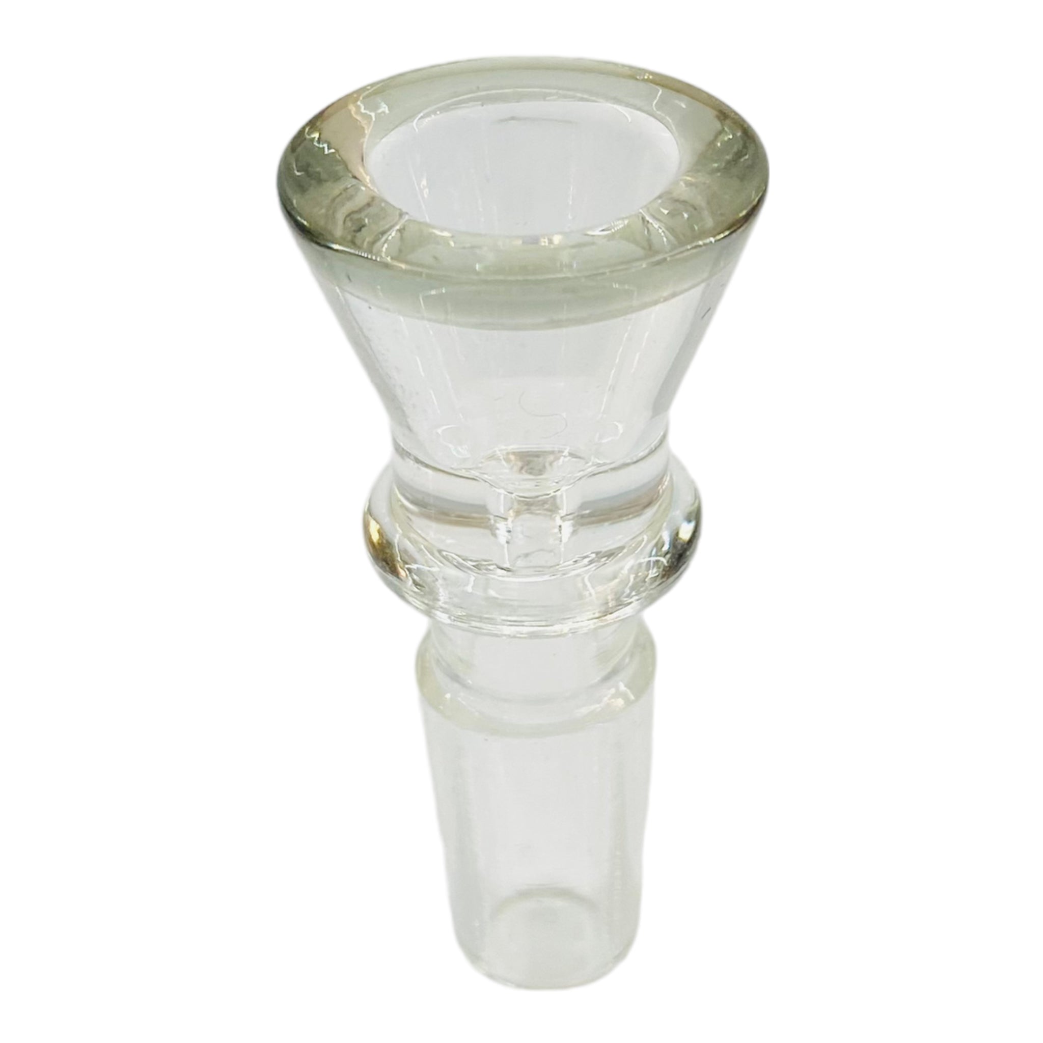 14mm Flower Bowl - Clear Martini Funnel Bong Bowl Piece With Color Lip - Shadow Black