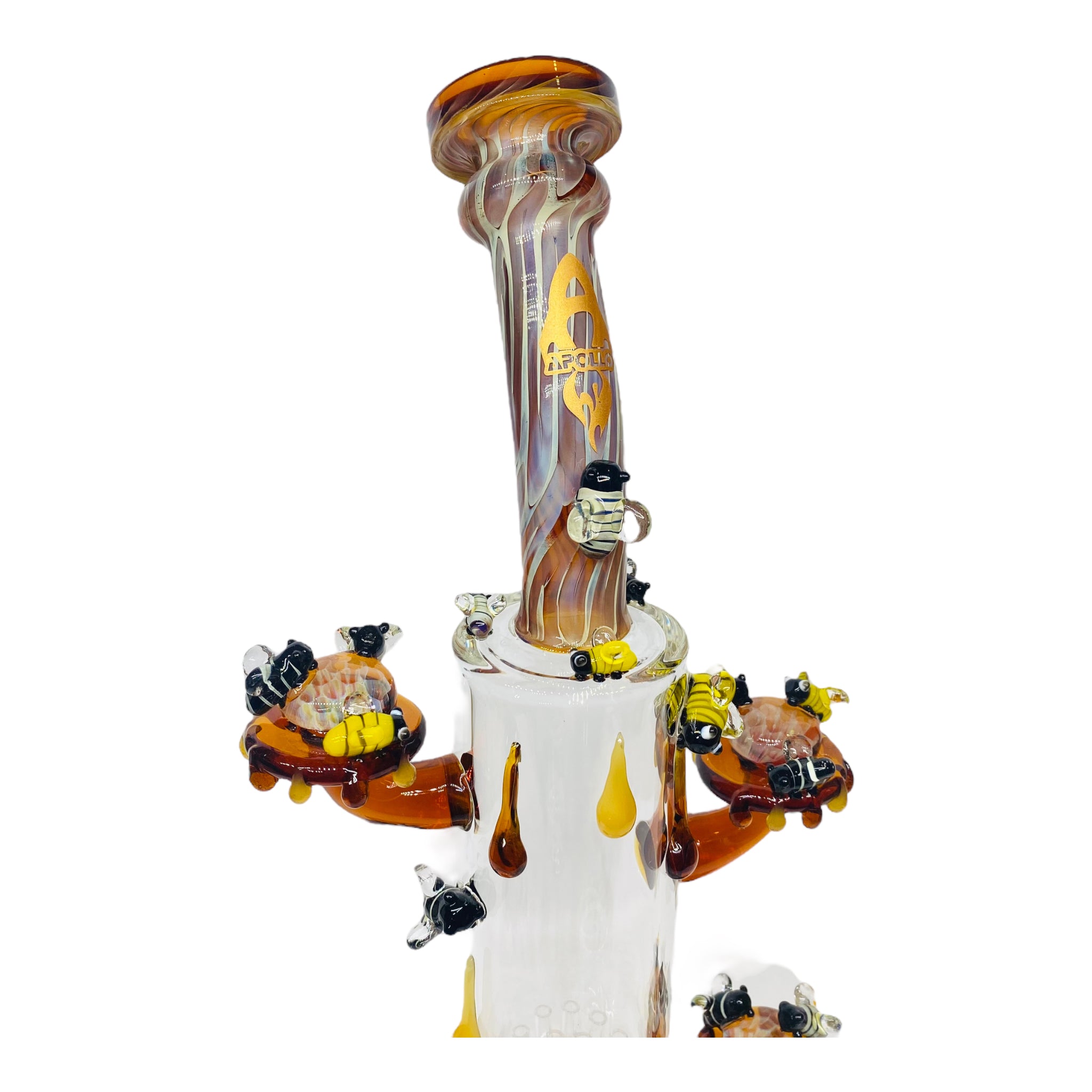 Apollo Glass - Perching Honeycomb Beehive With Honey Oil Drip Glass Bong