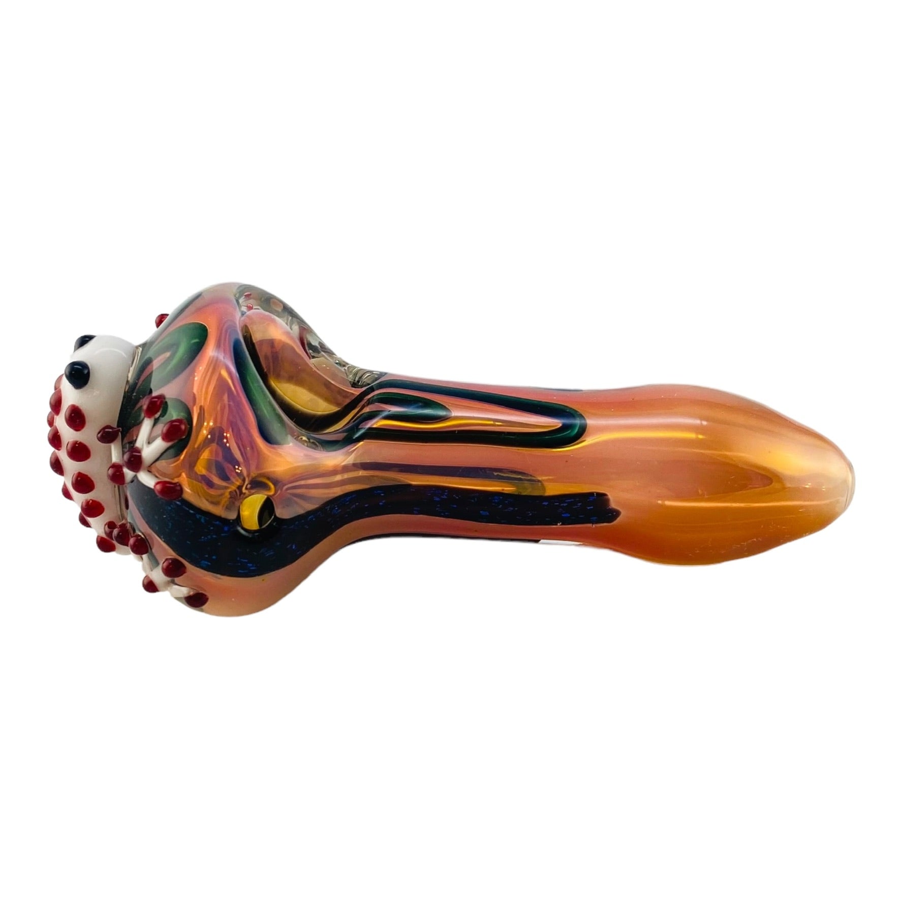 White/Red Frog End - Glass Hand Pipe