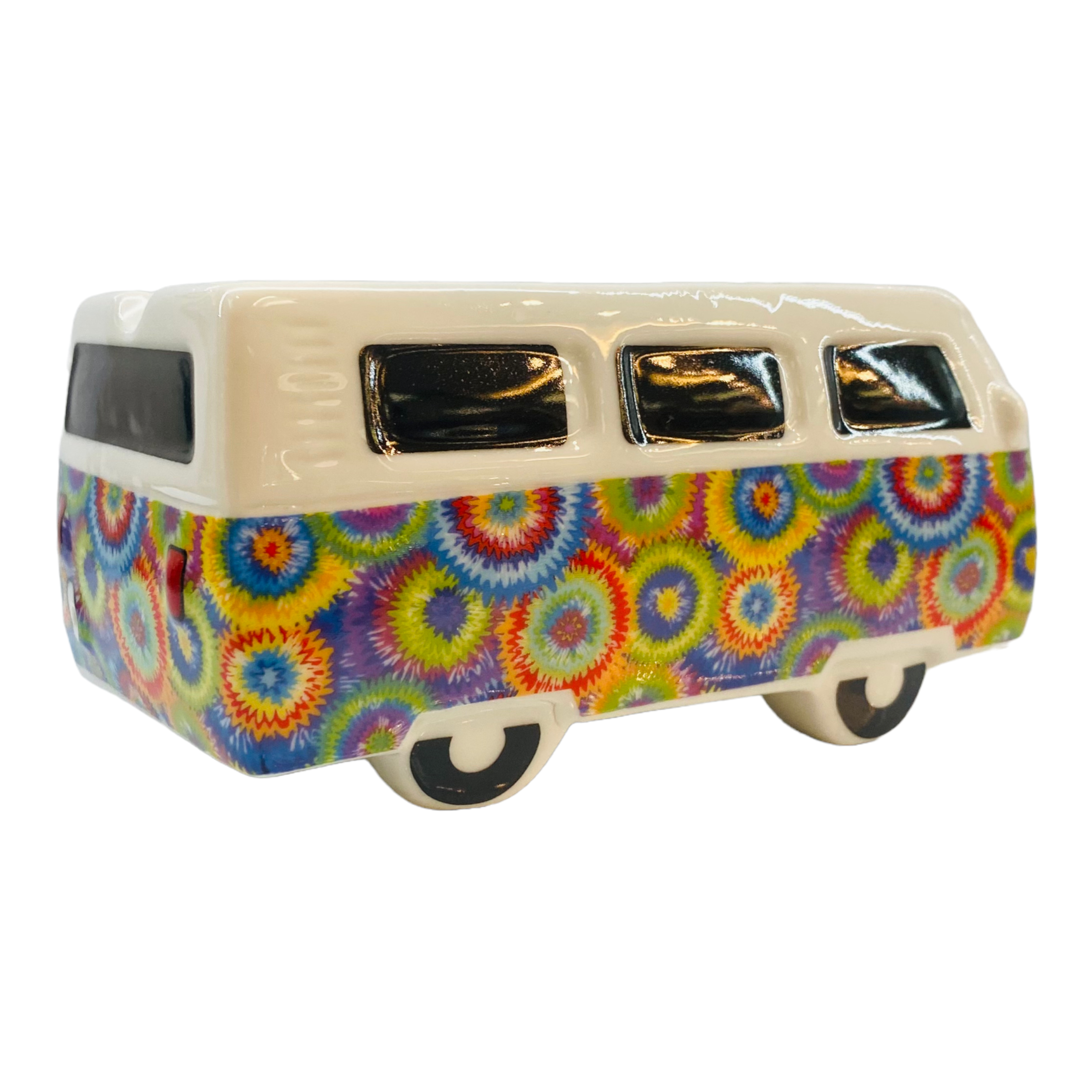 cute girly Vintage Hippie Bus Ceramic Ashtray Tie Dye - Rainbow Tie Dye