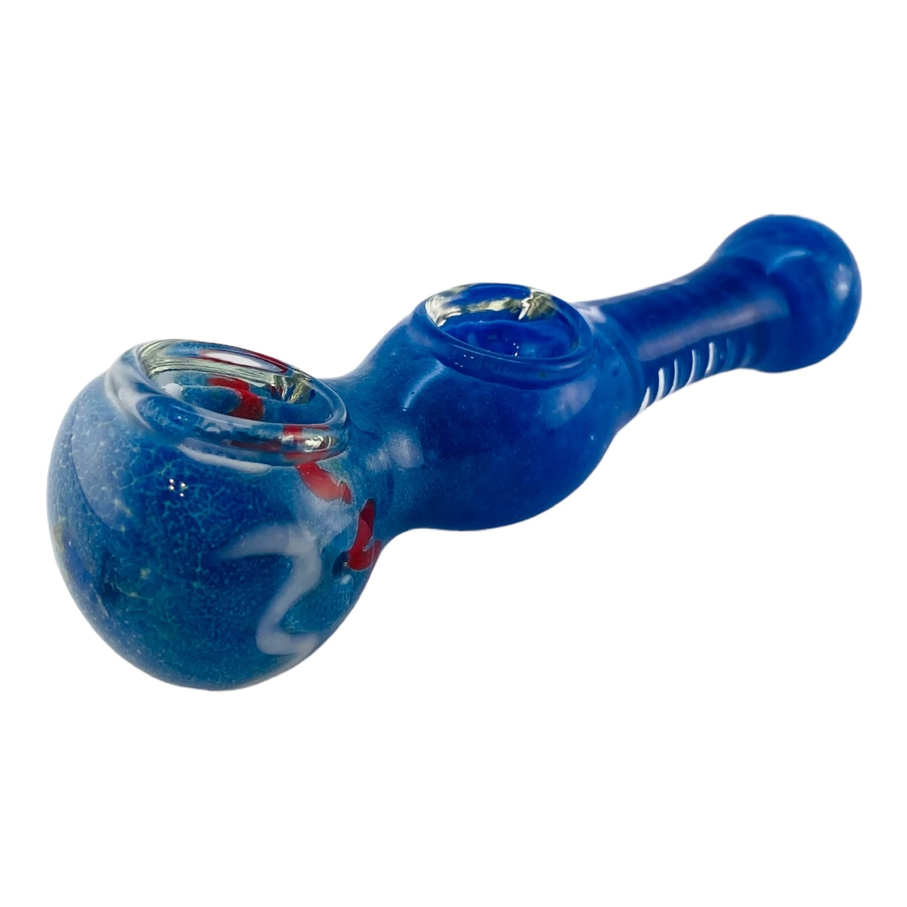 Glass Hand Pipe Blue Double Blown Bowls